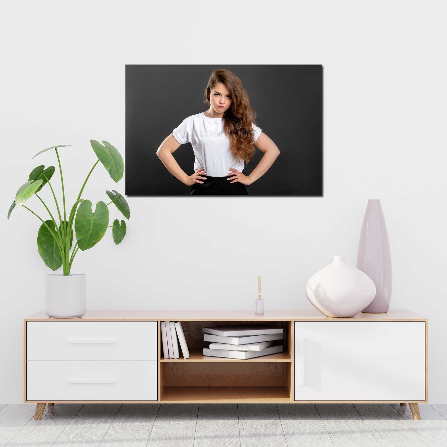 Canvas above sofa for size context