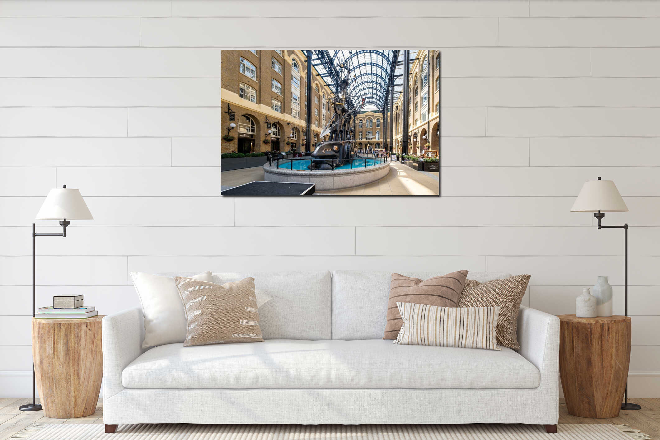 Hay's Galleria next to the river Thames in central London interior mockup