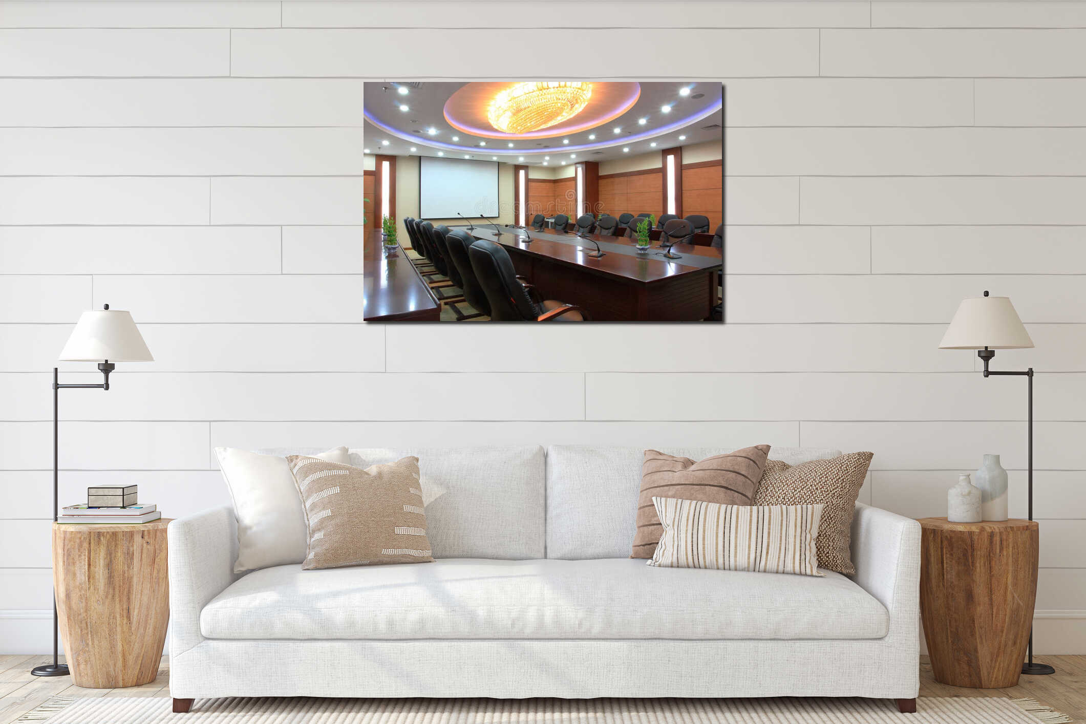 Empty meeting room interior mockup