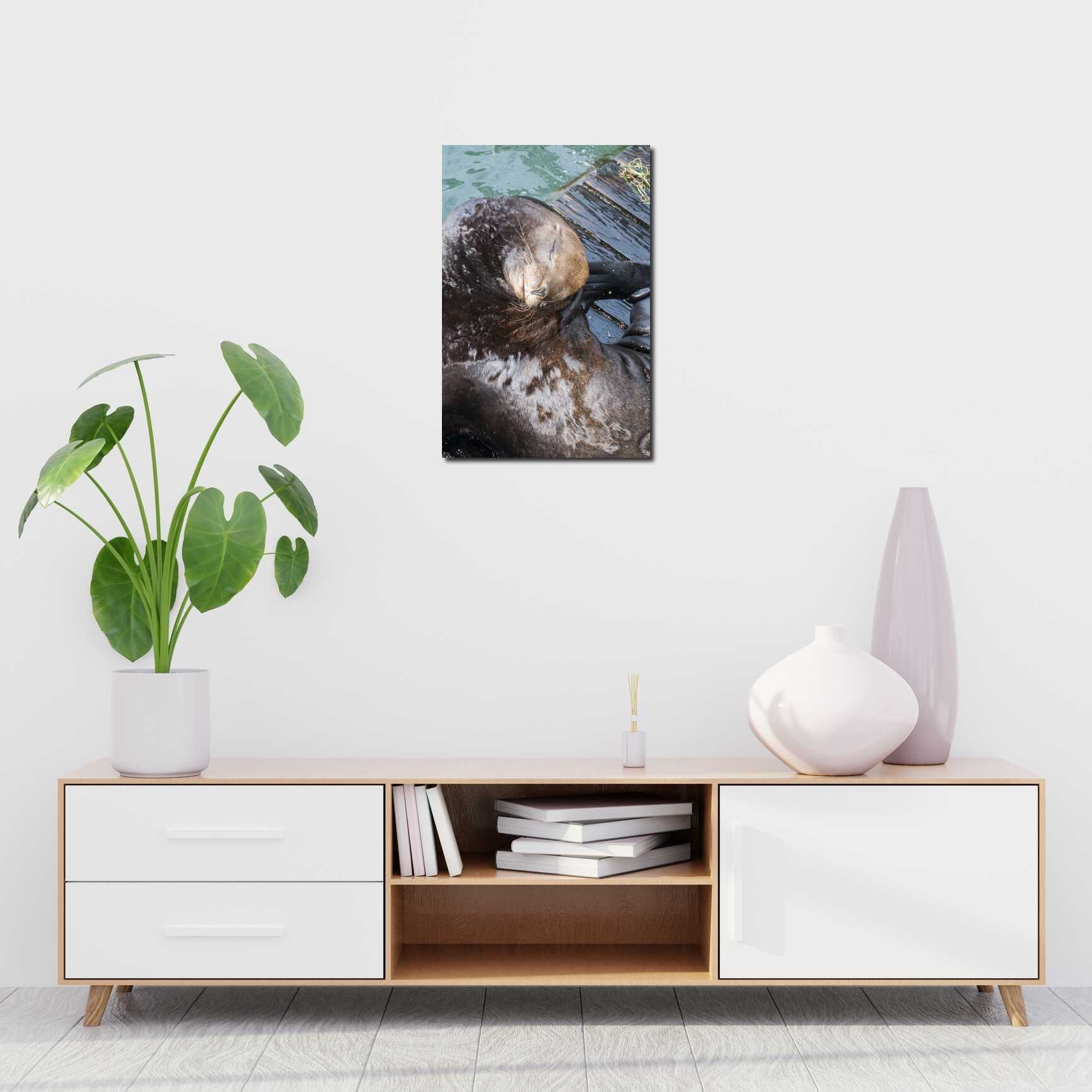 Canvas above sofa for size context