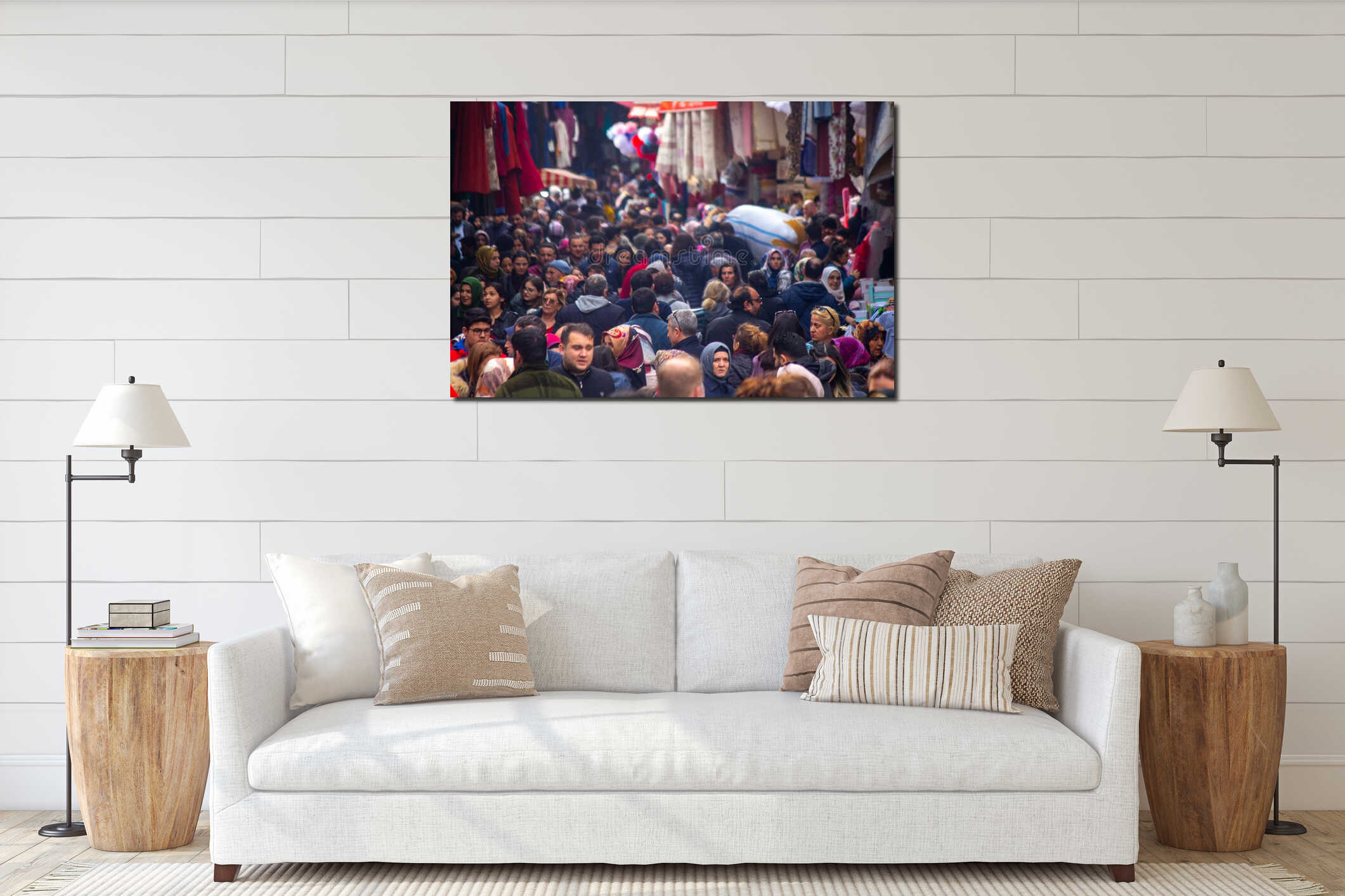 Sirkeci bazaar and people interior mockup