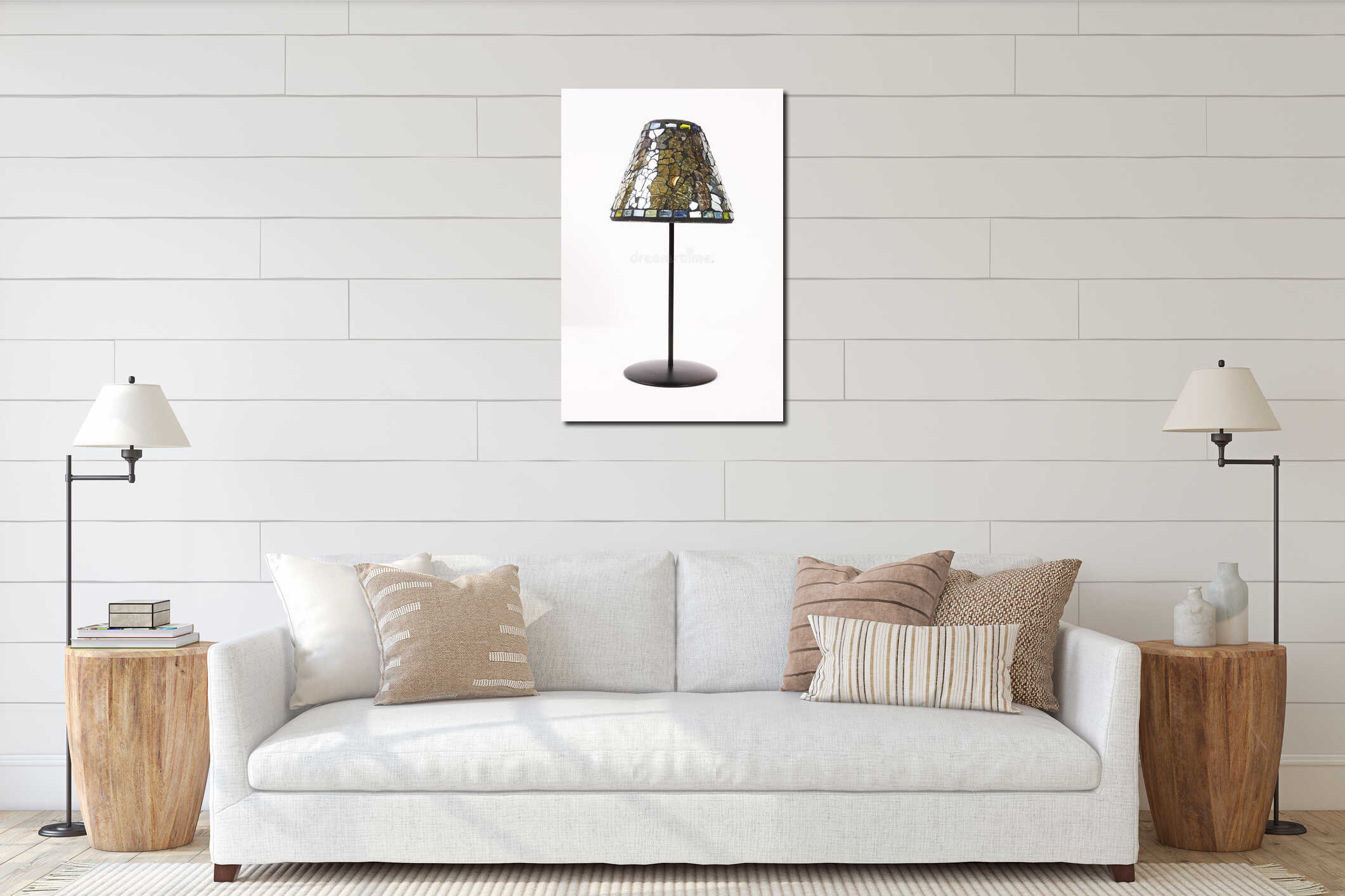 Bedside lamp isolated interior mockup