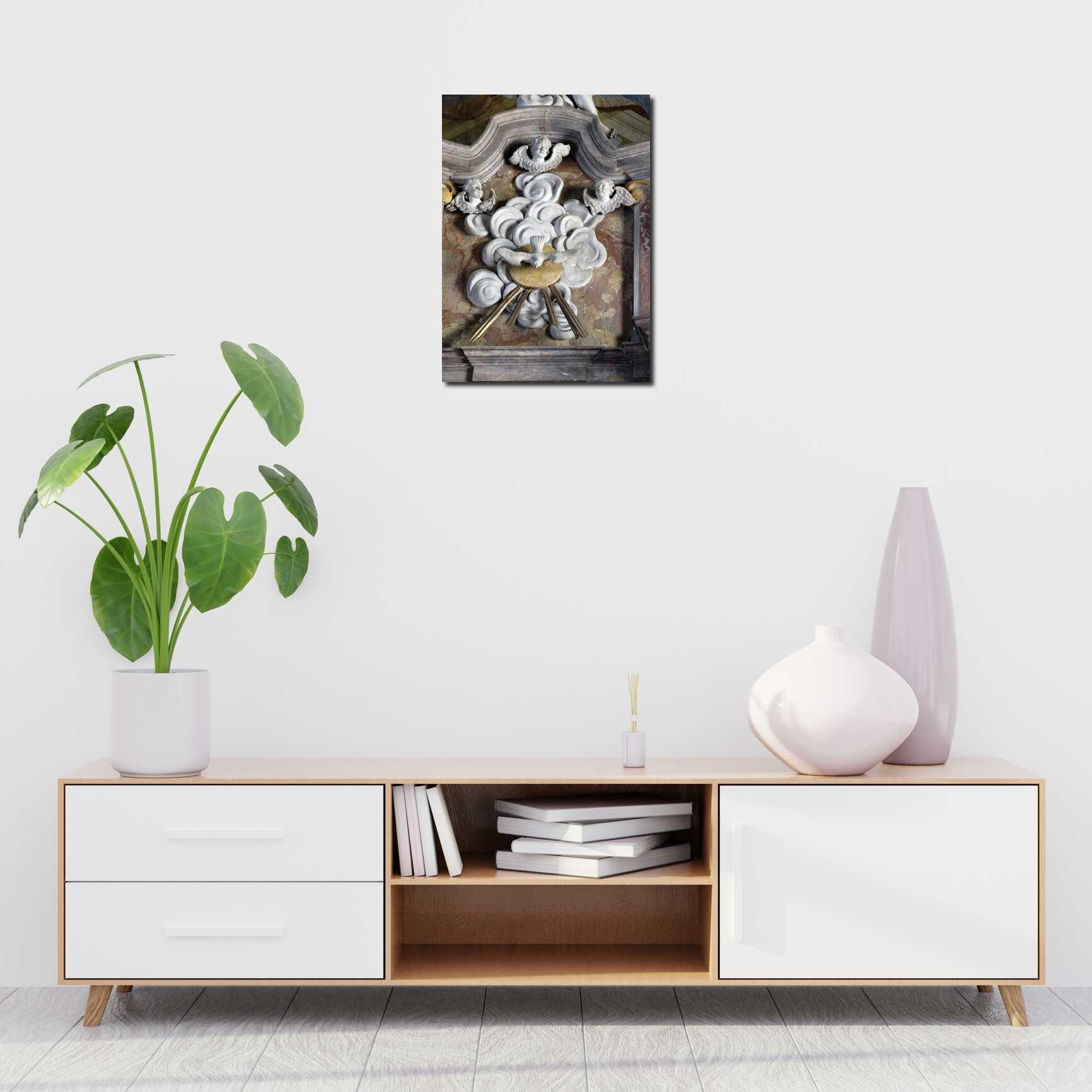 Canvas above sofa for size context