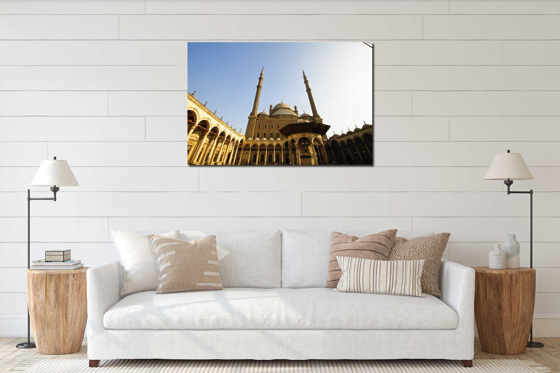 Inside Muhammad Ali mosque Cairo, Egypt. interior mockup