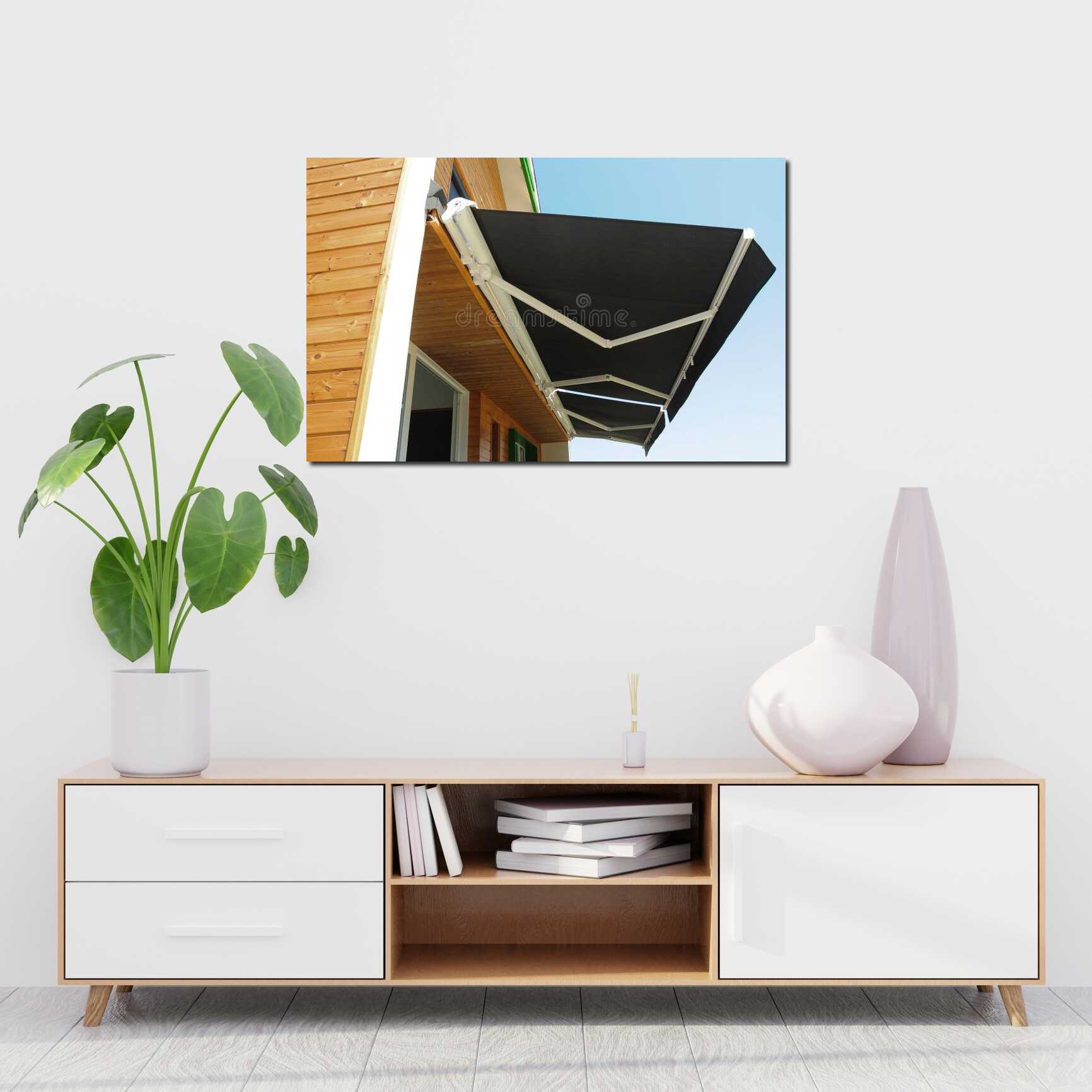 Canvas above sofa for size context