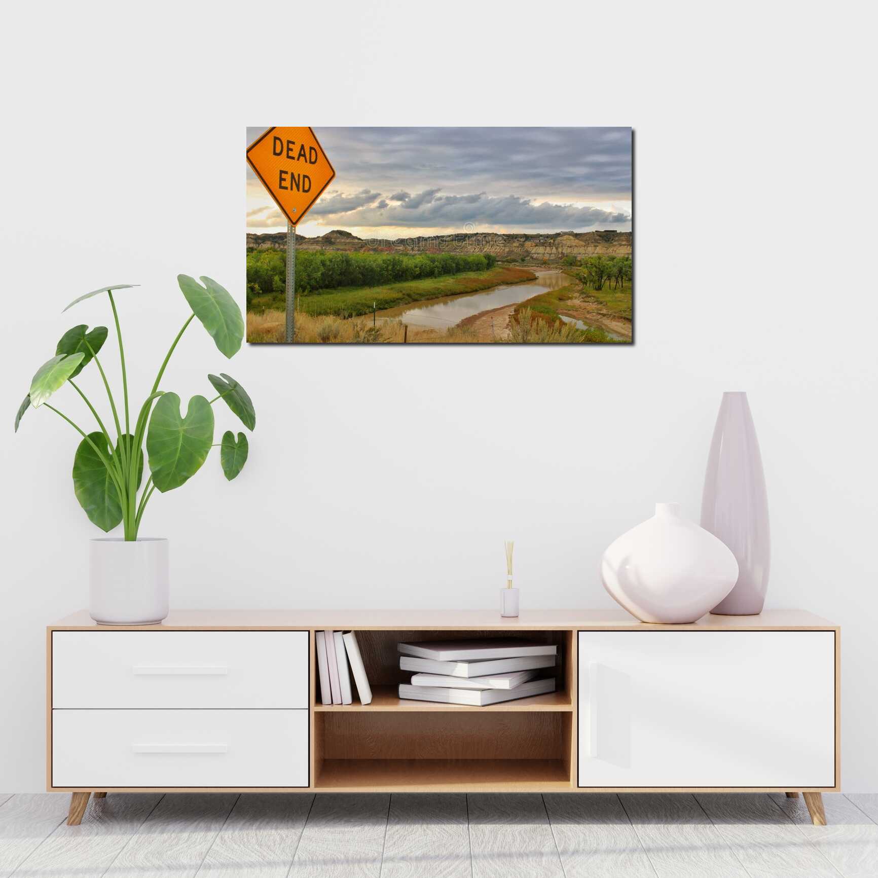 Canvas above sofa for size context