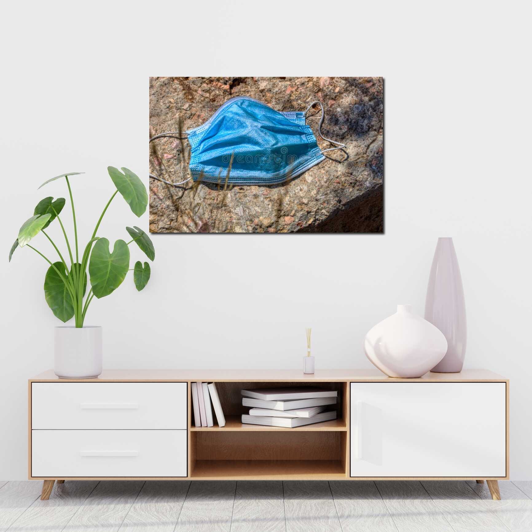 Canvas above sofa for size context