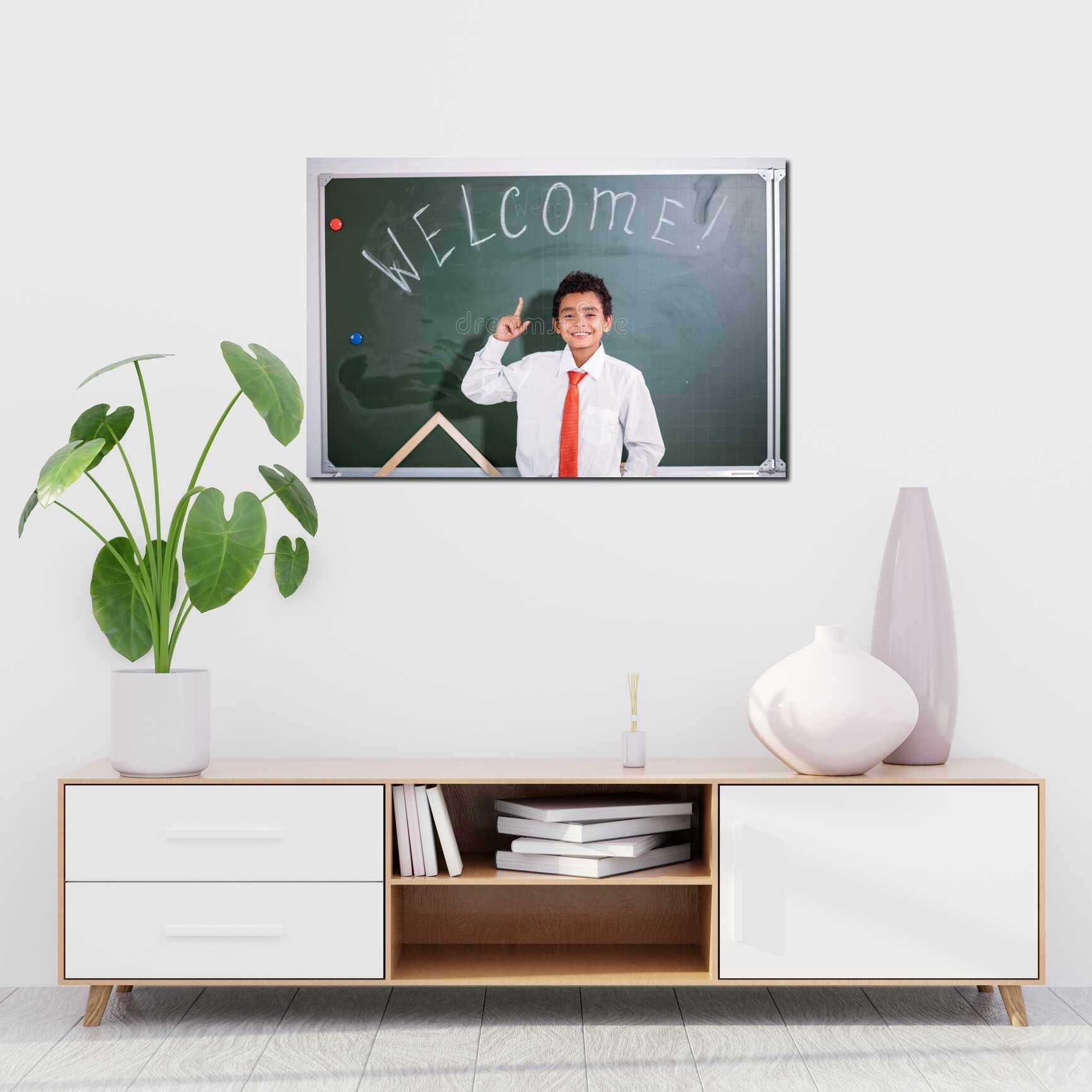 Canvas above sofa for size context