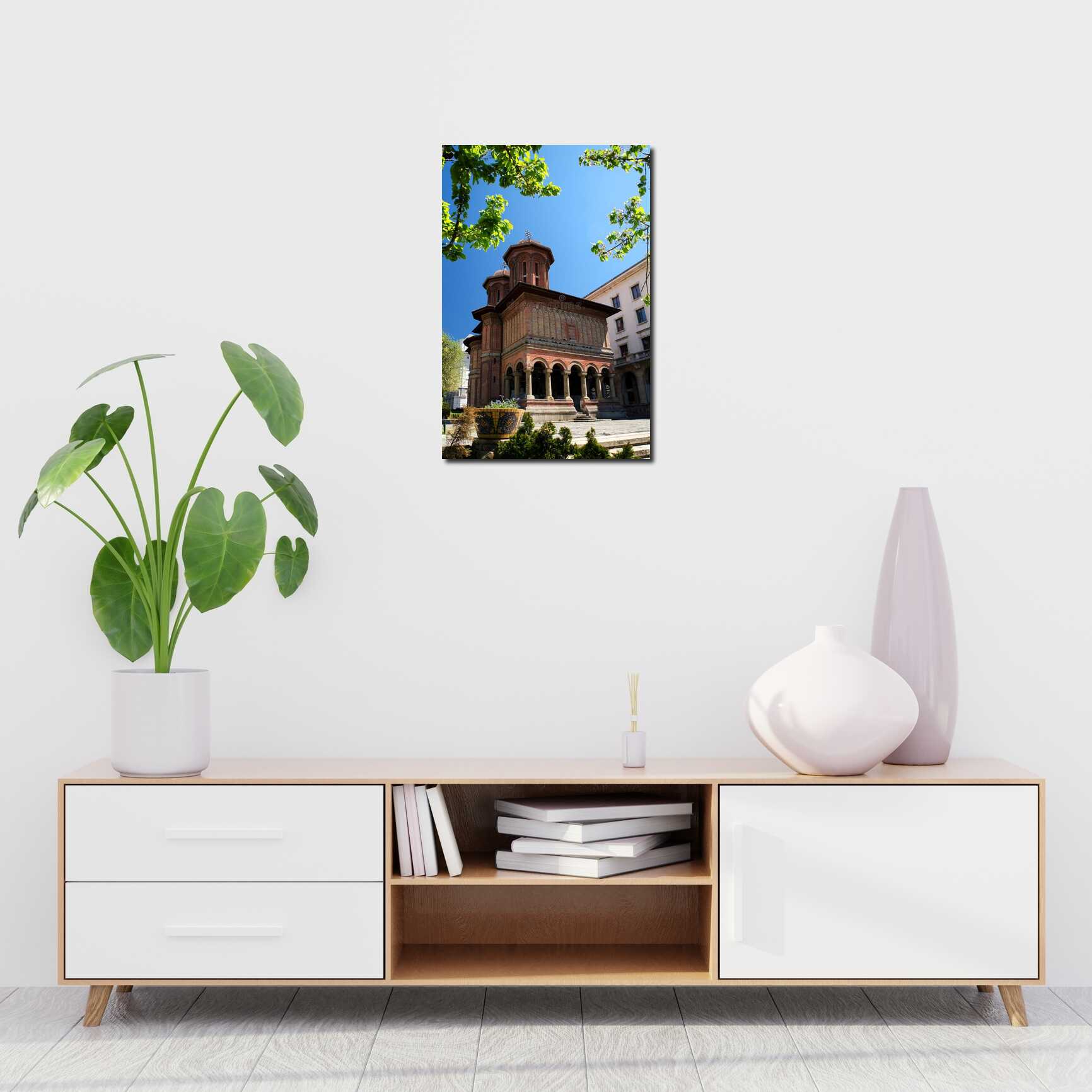 Canvas above sofa for size context