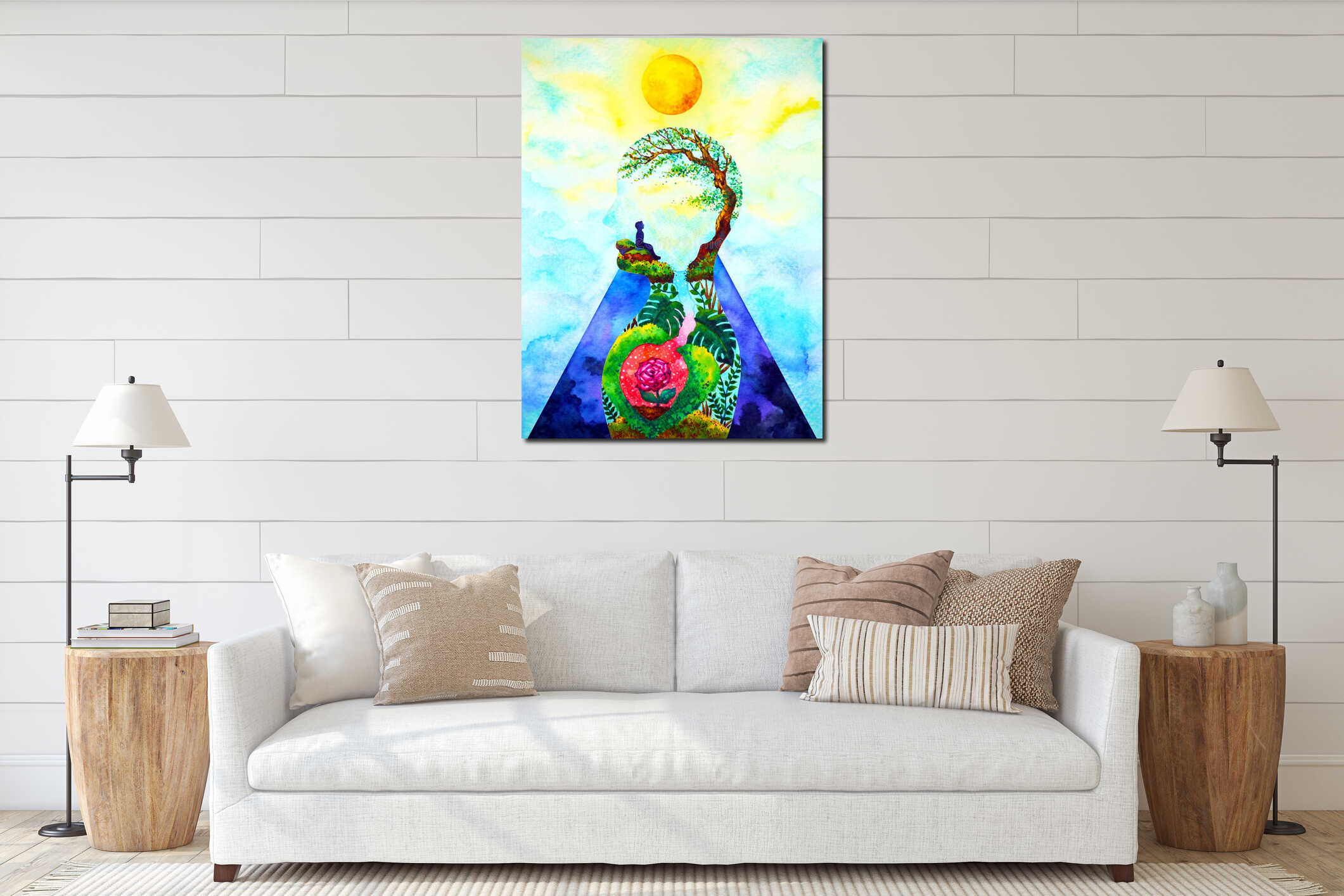 Canvas hanging interior mockup