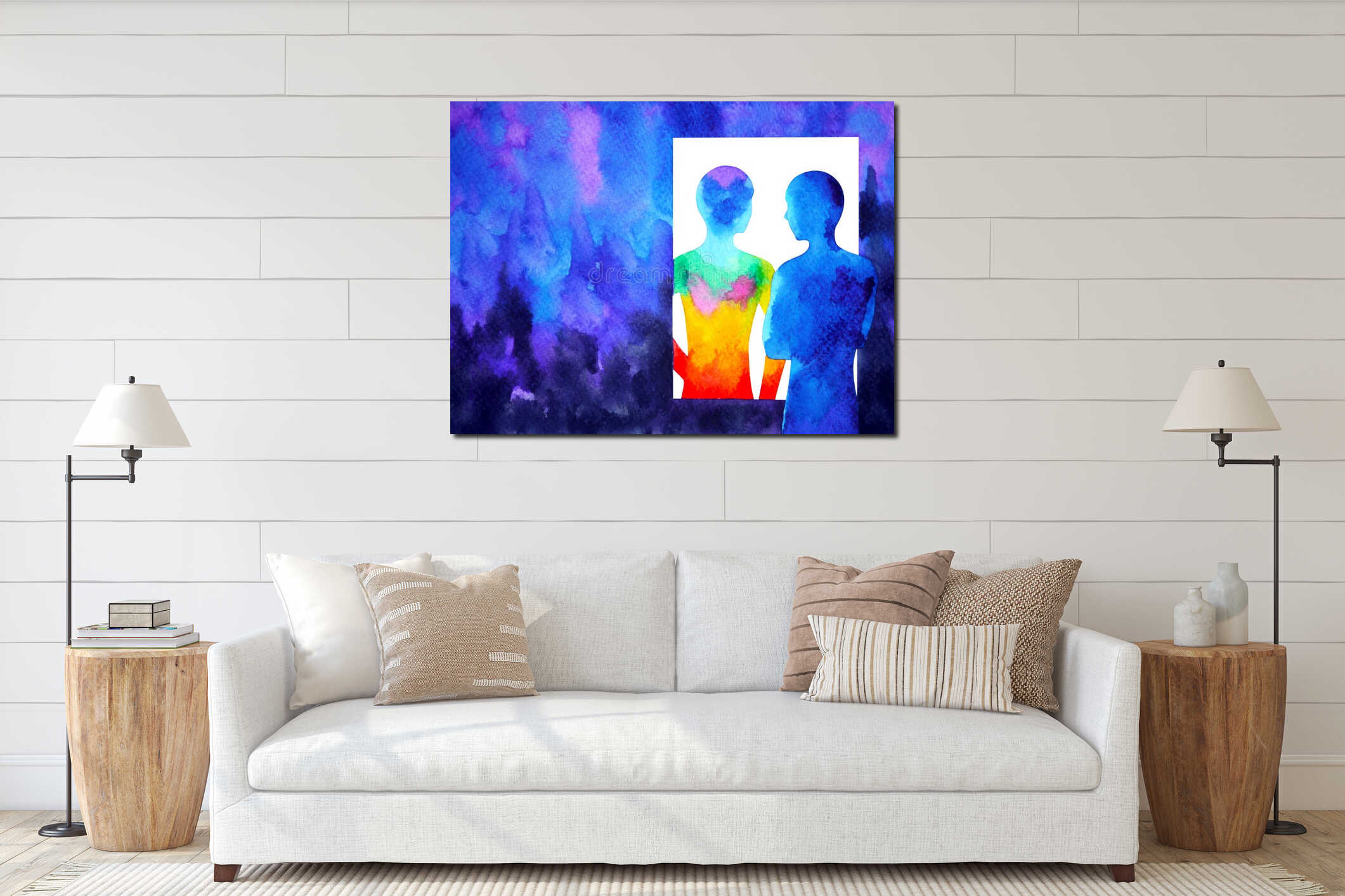 Canvas hanging interior mockup