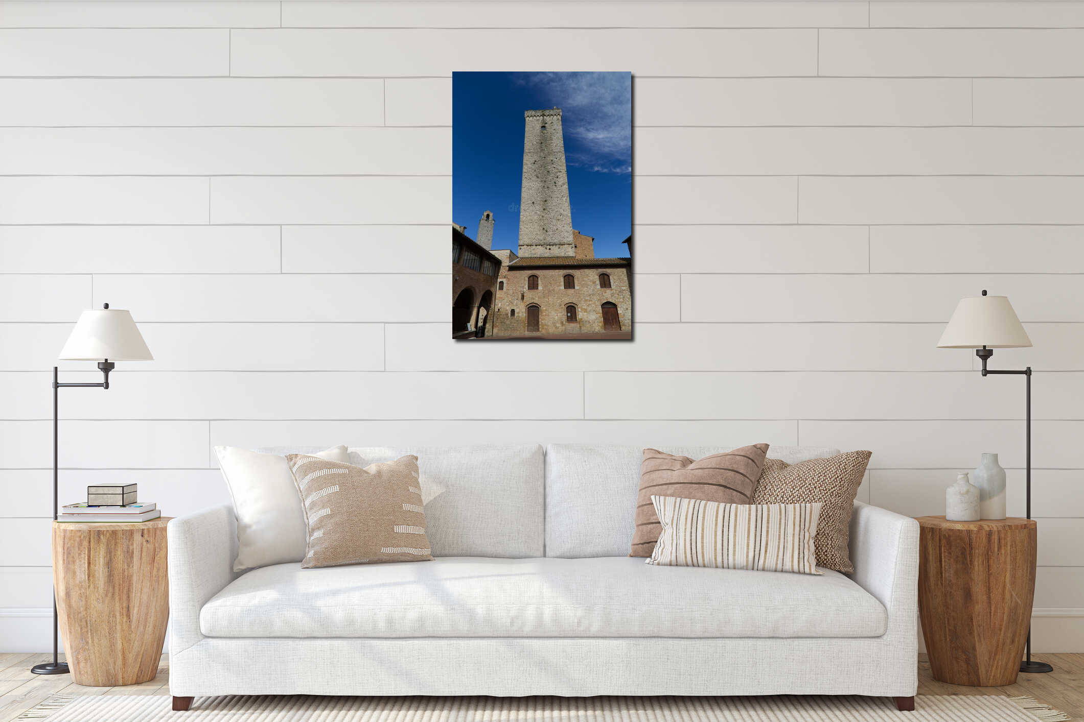 View of the tower of the city hall of San Gimignano interior mockup