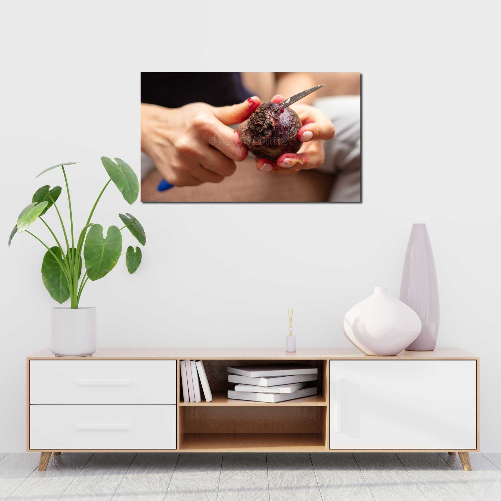 Canvas above sofa for size context