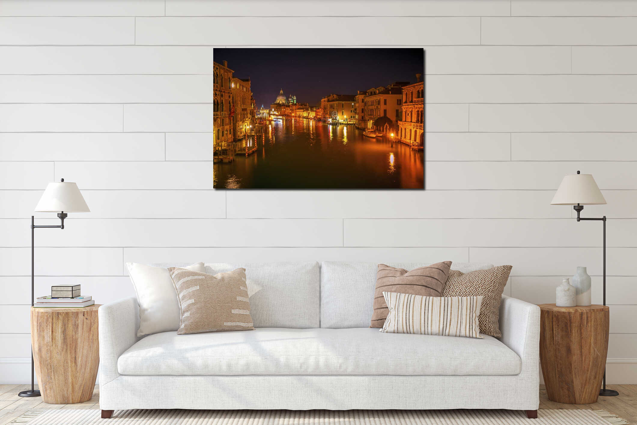 Colorful Grand Canal Salut Church Night Venice Italy interior mockup