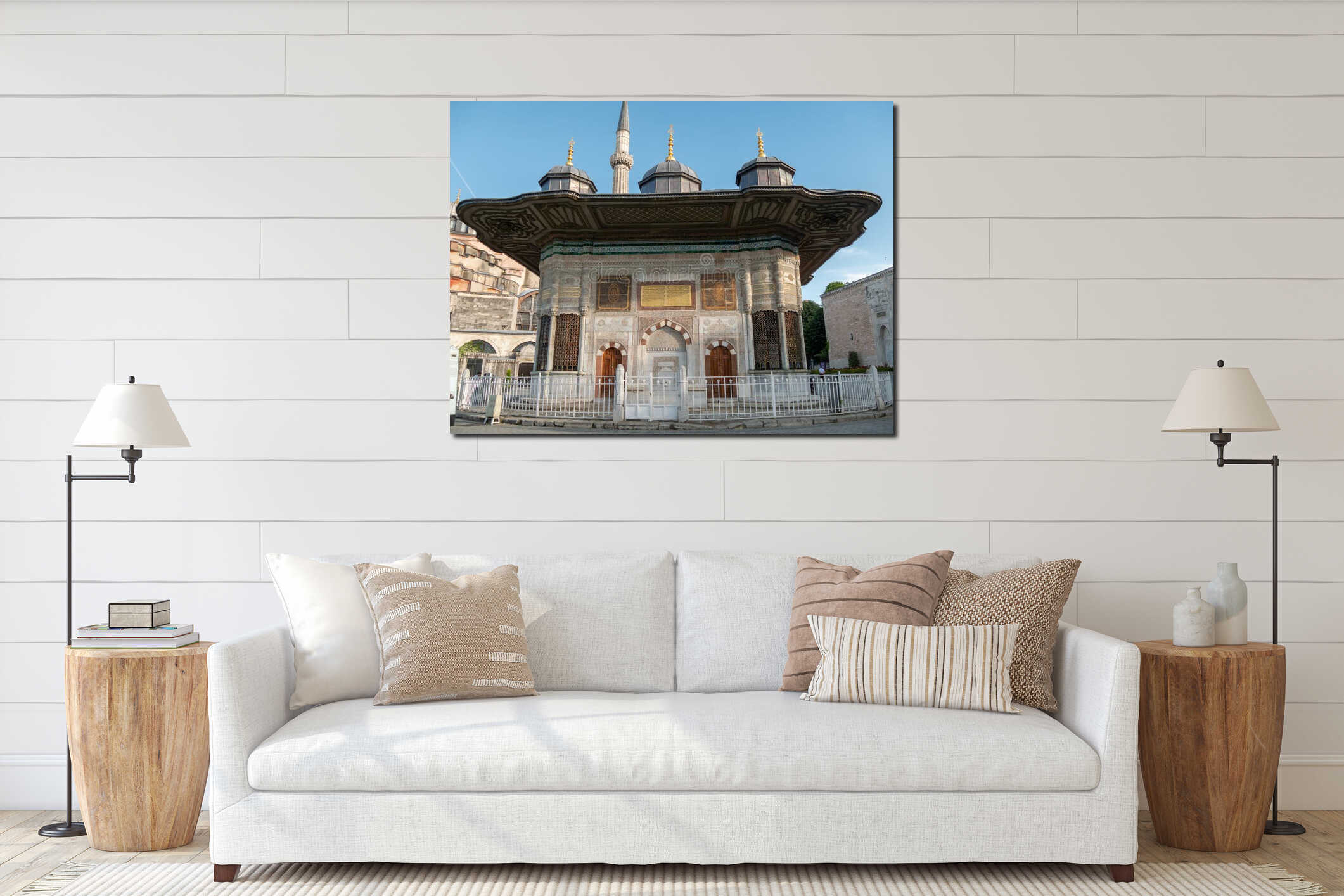 A front on shot of the fountain of ahmed III near the hagia sophia in istanbul interior mockup