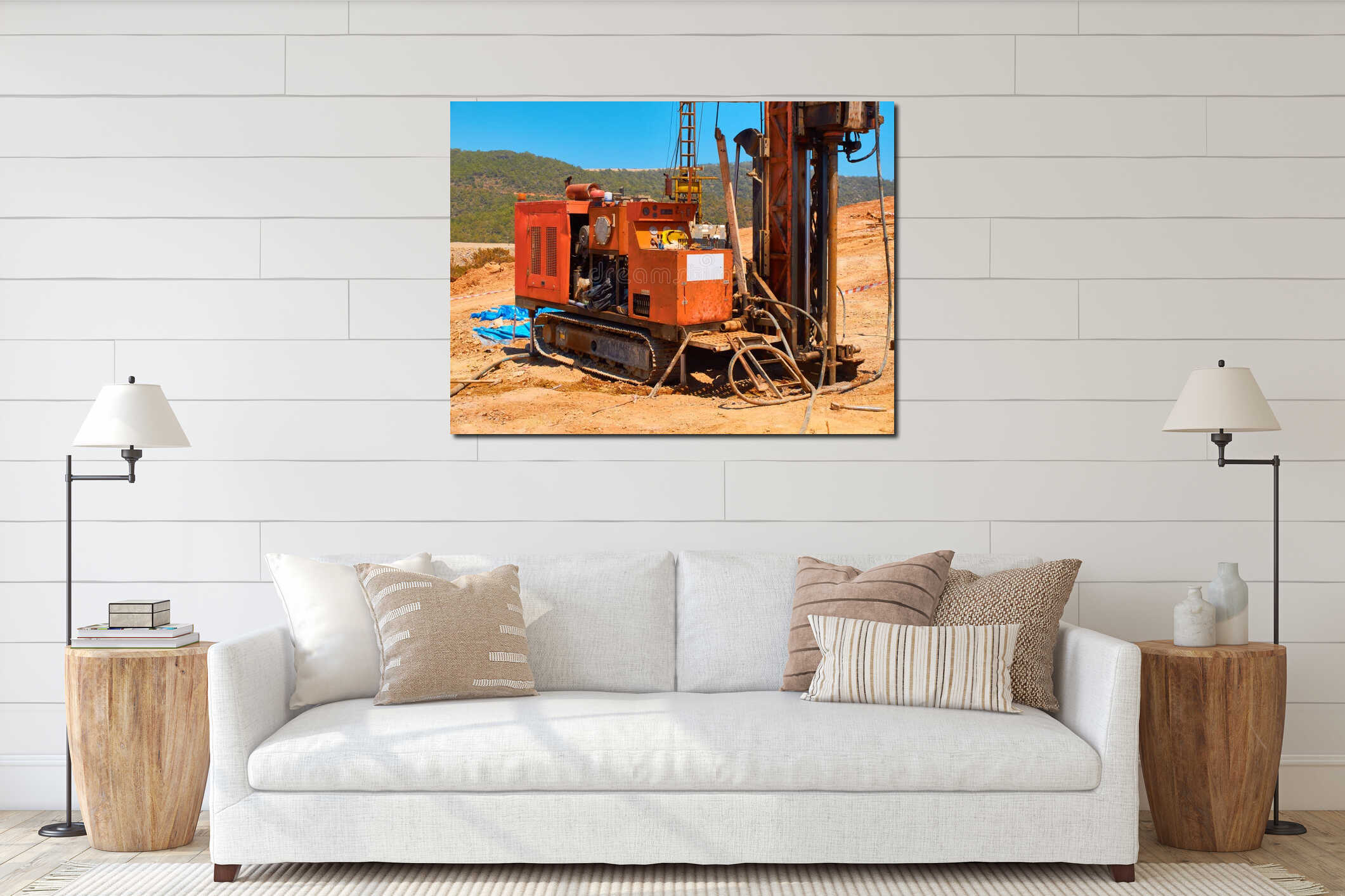 Canvas hanging interior mockup