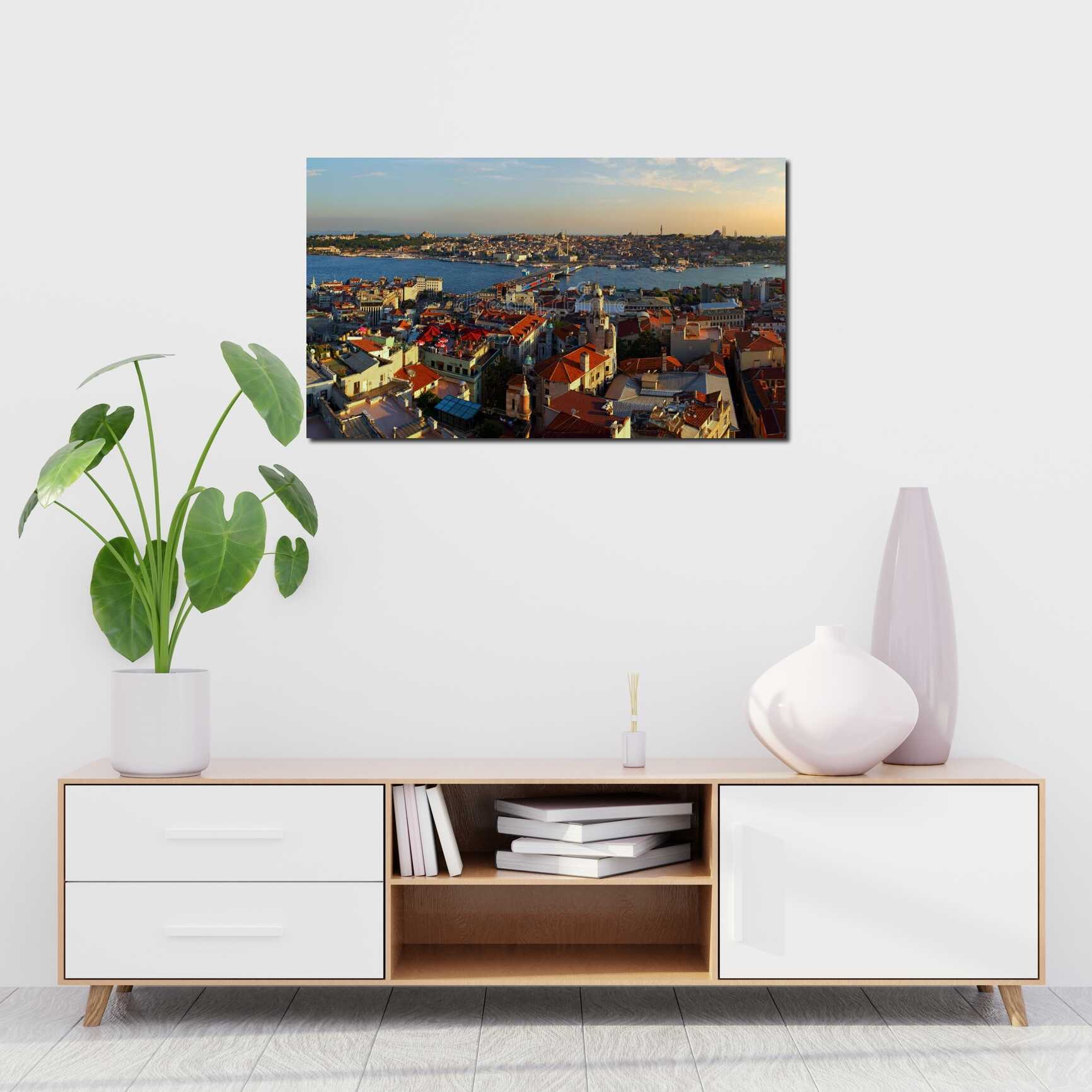 Canvas above sofa for size context