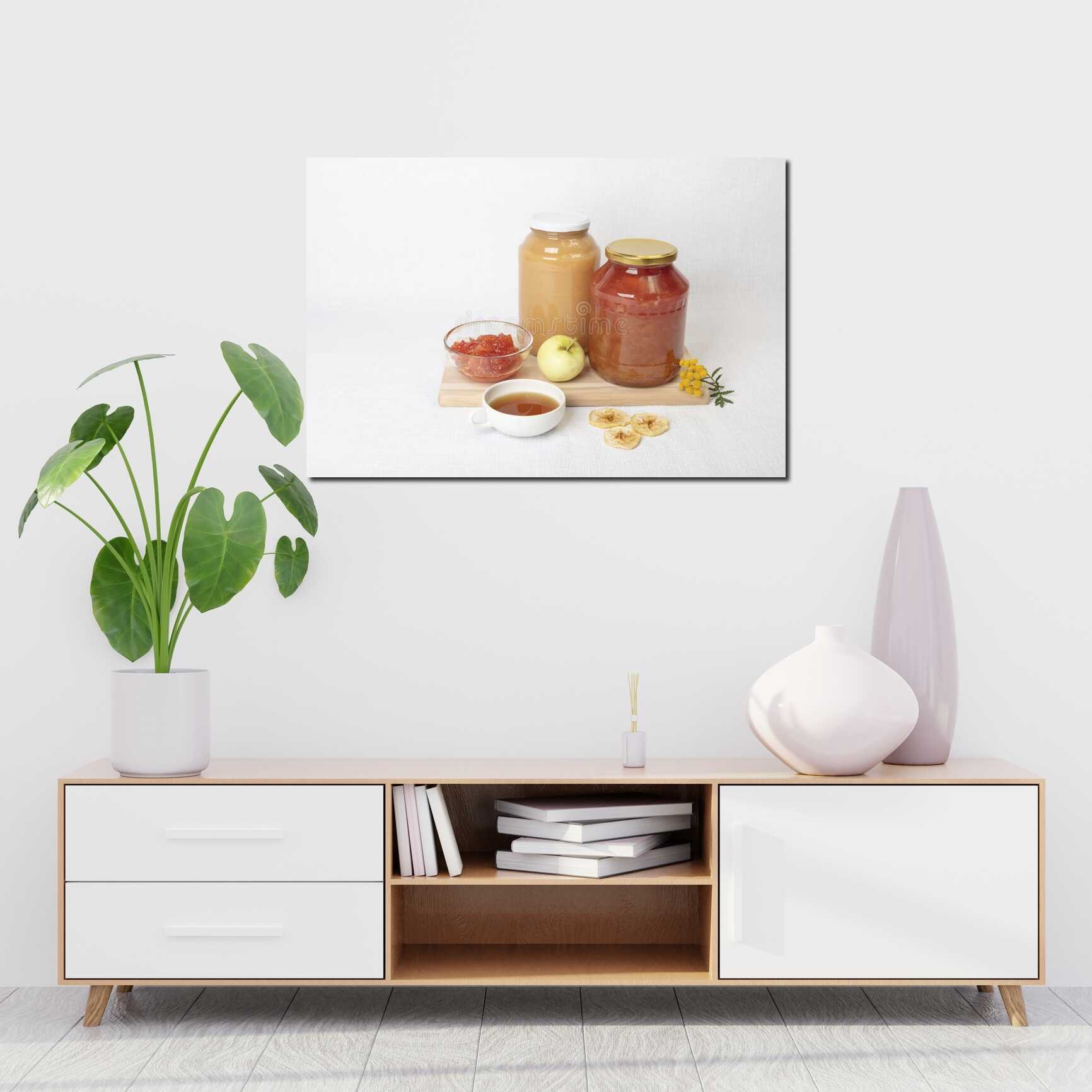 Canvas above sofa for size context