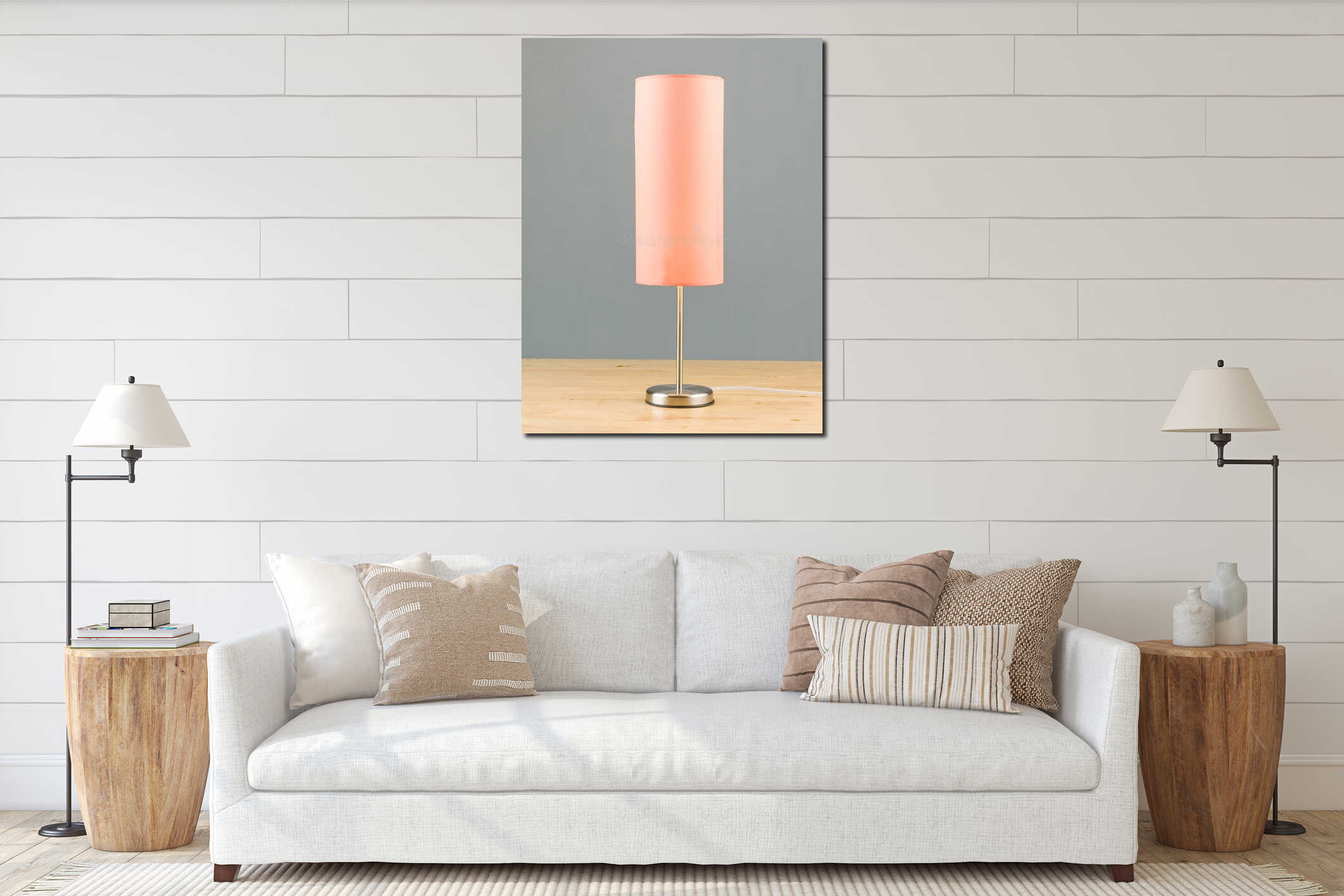 Bedside lamp isolated interior mockup