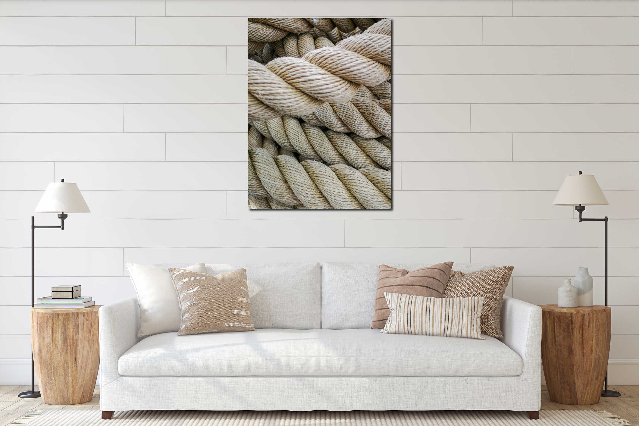 Super close up of a thick rope interior mockup