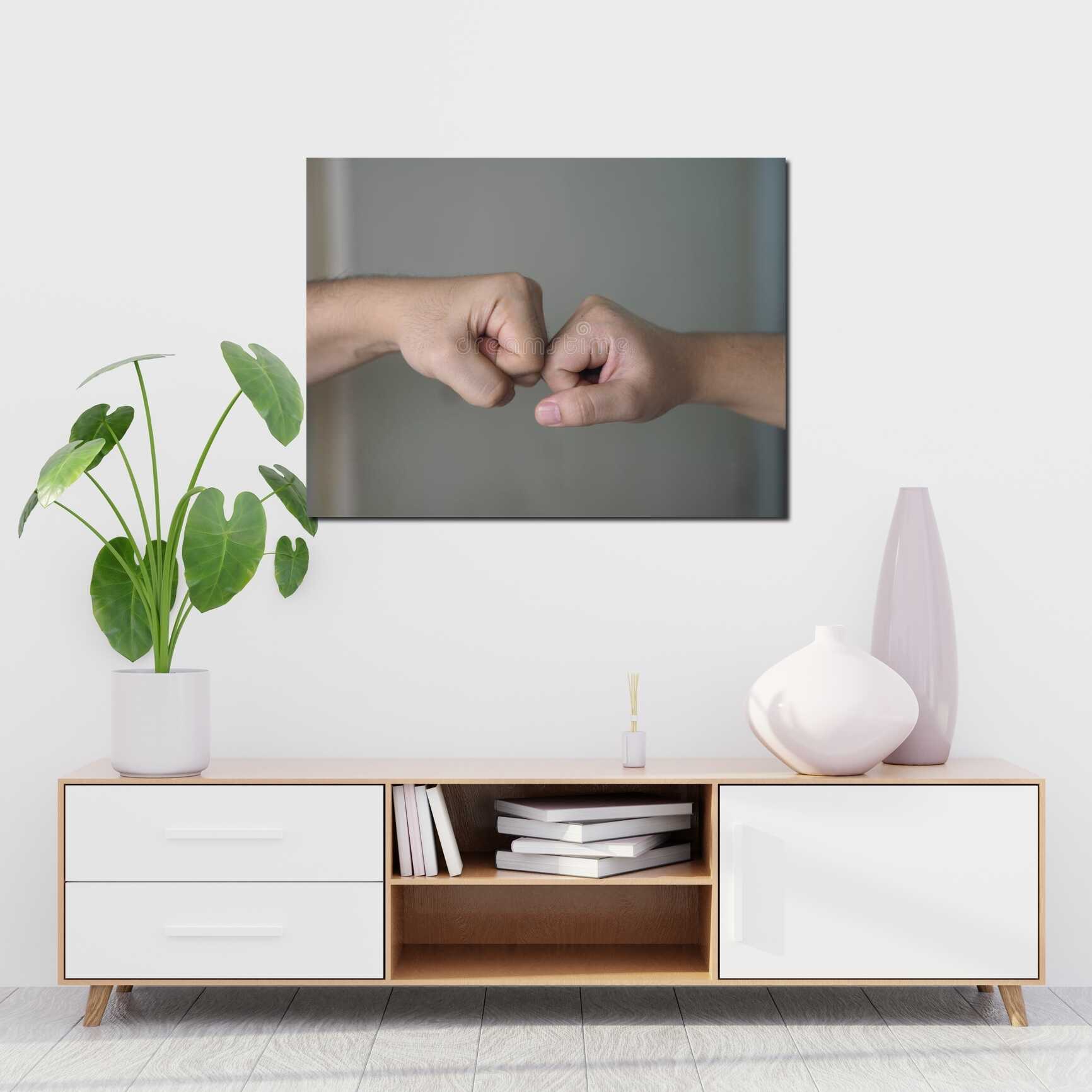 Canvas above sofa for size context