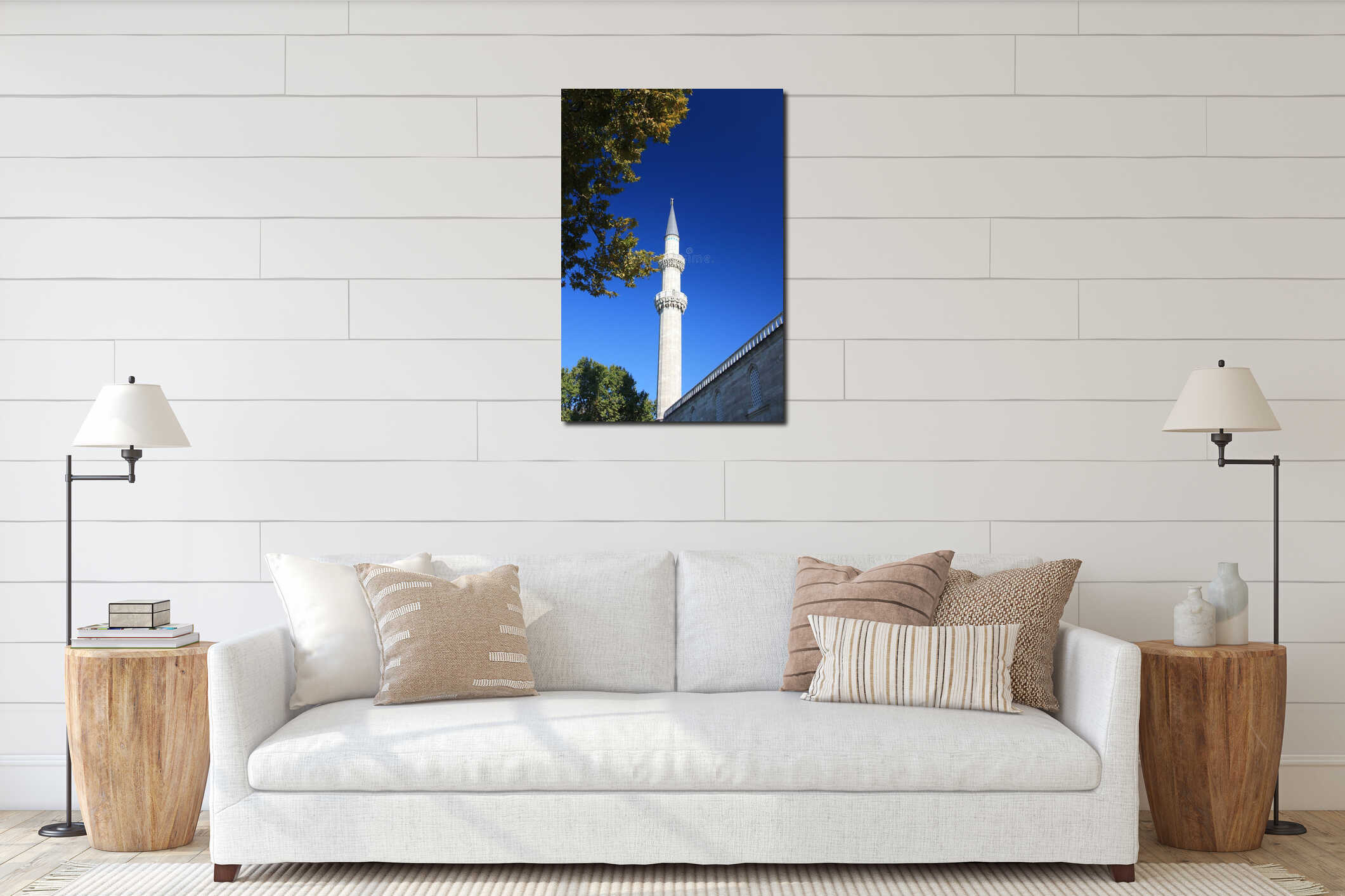 Suleymaniye Mosque minaret in Istanbul, Turkey interior mockup