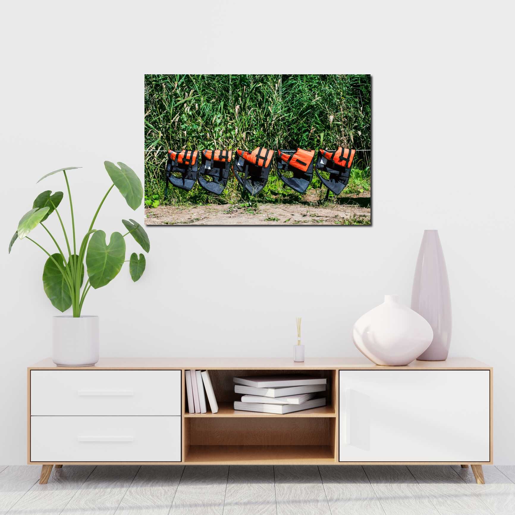 Canvas above sofa for size context