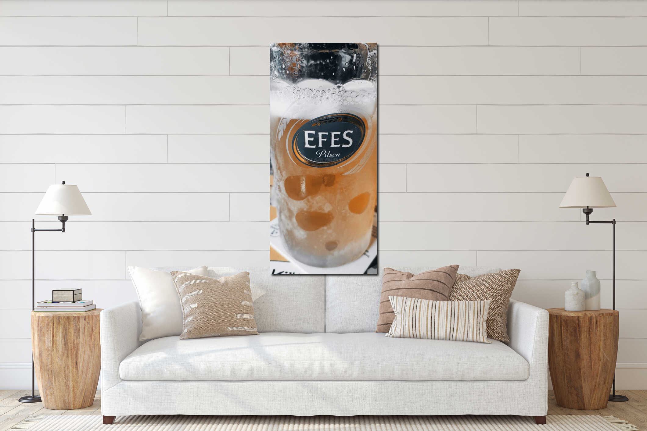 ISTANBUL, TURKEY - September 19, 2020: Turkish Efes Pilsen Beer at the Kadikoy ÃÂ°stanbul interior mockup
