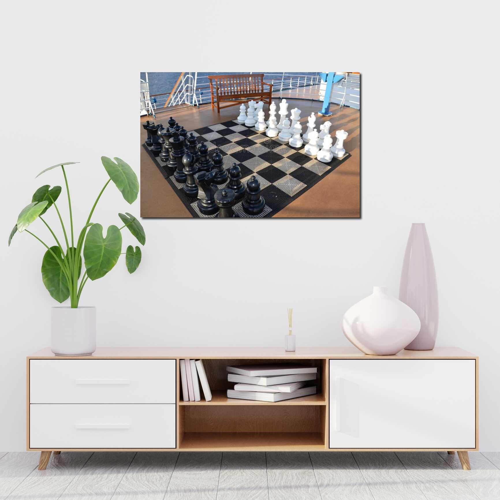 Canvas above sofa for size context