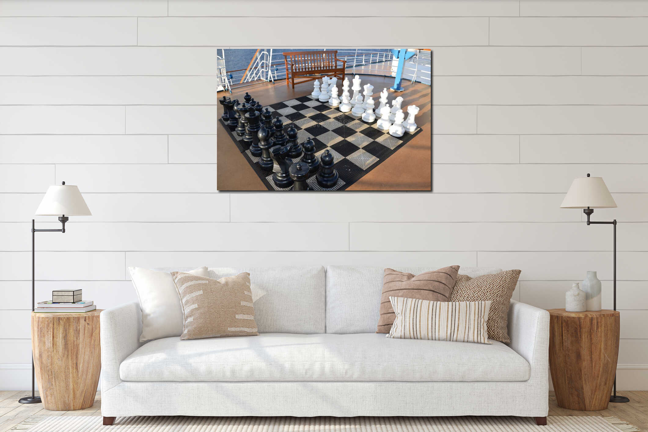 Large outdoor chess board interior mockup