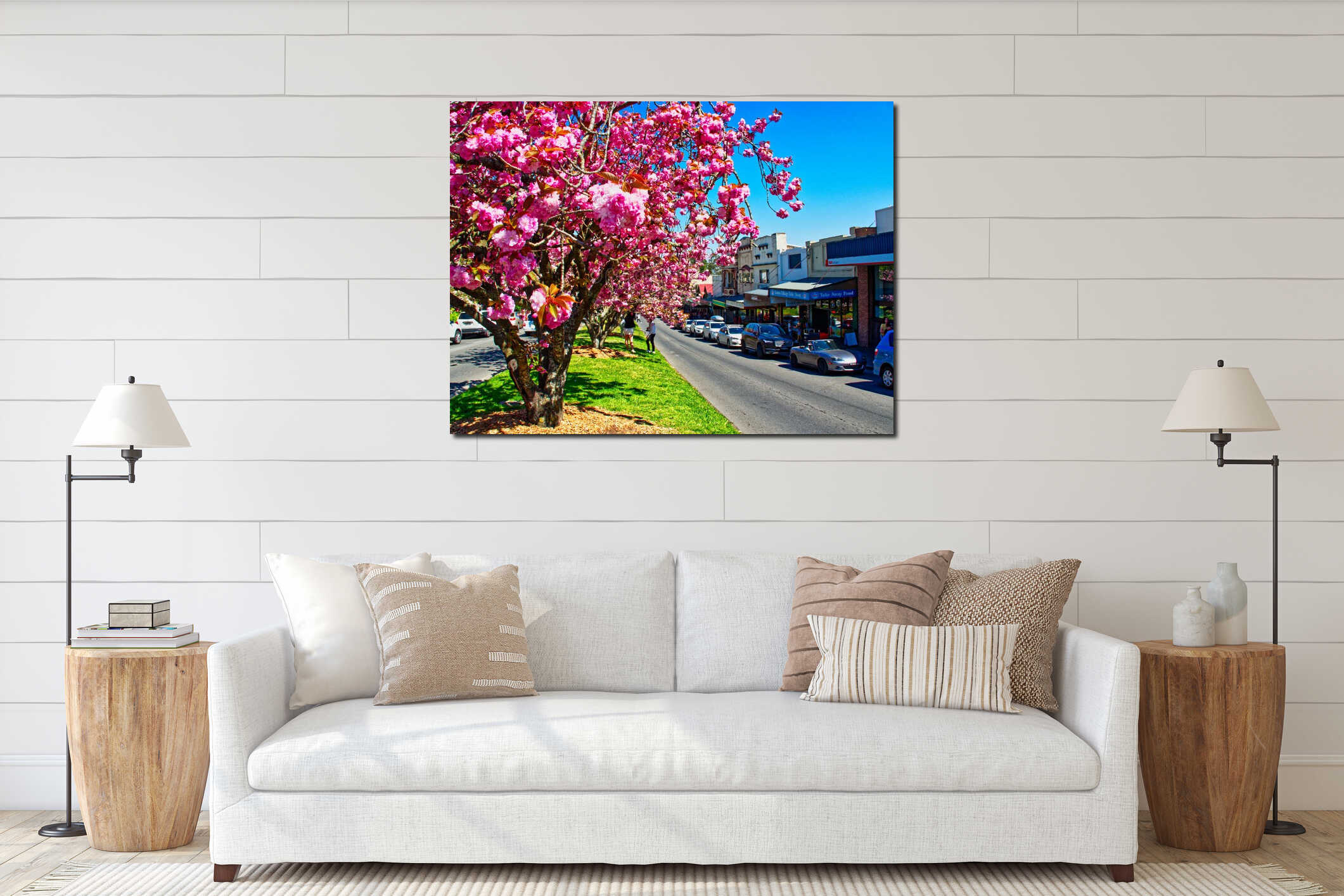 Pink Cherry Blossom Trees, Leura mall, Blue Mountains, NSW, Australia interior mockup
