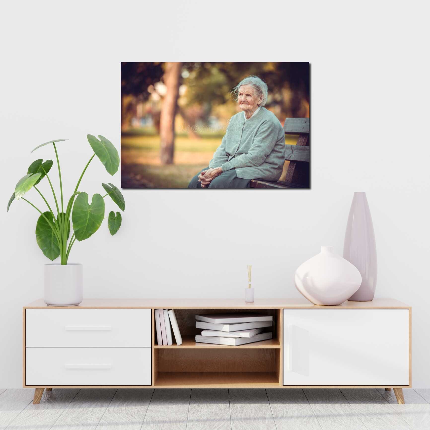 Canvas above sofa for size context