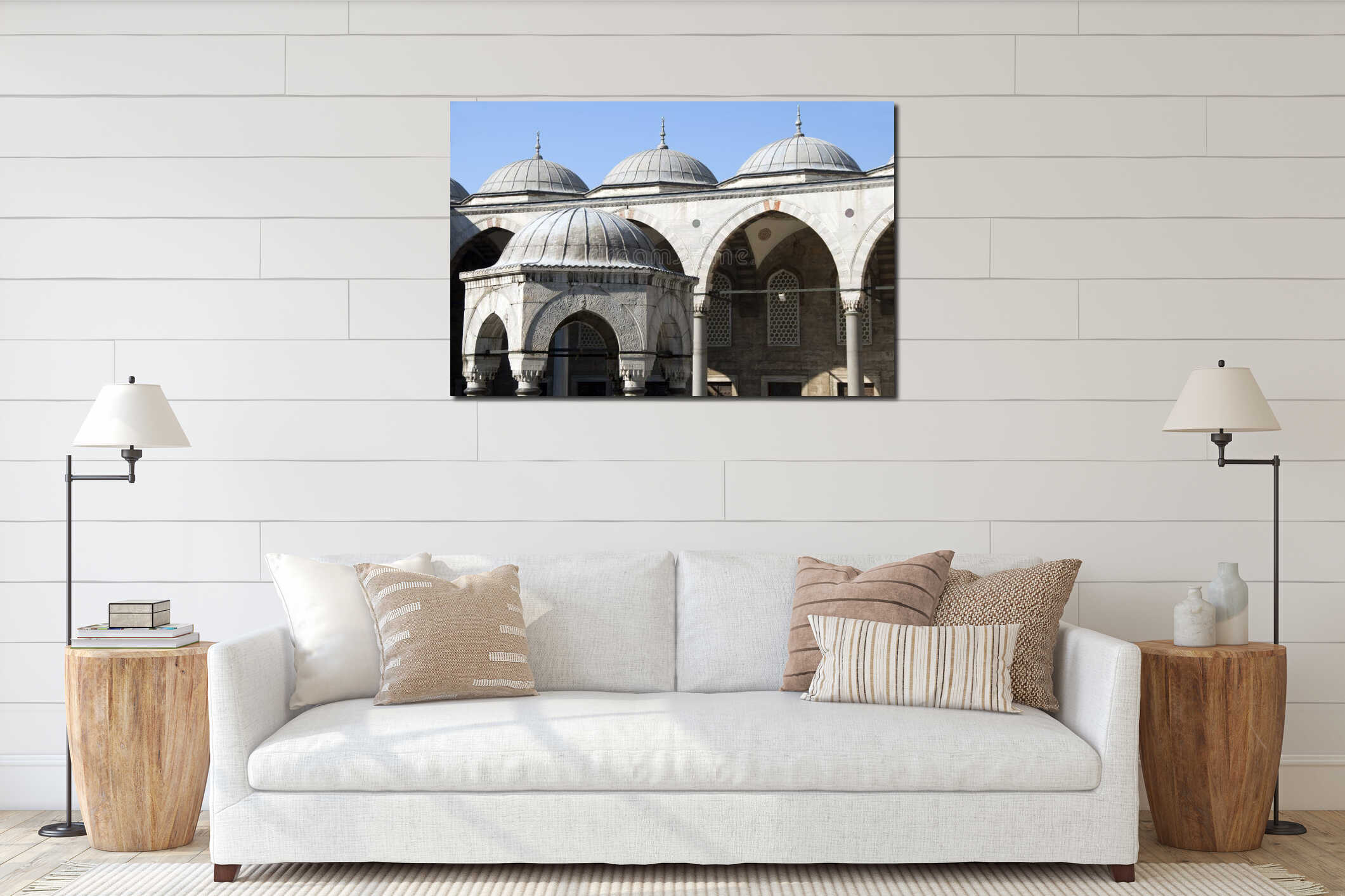 Domes blue mosque Istanbul Turkey interior mockup