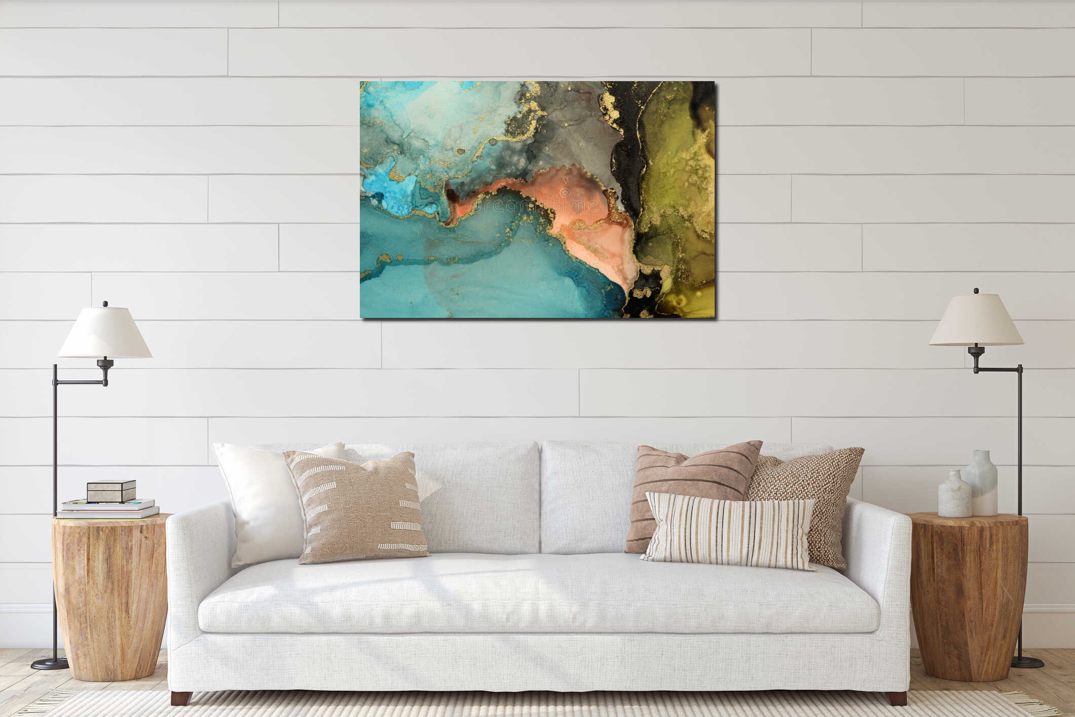 Canvas hanging interior mockup