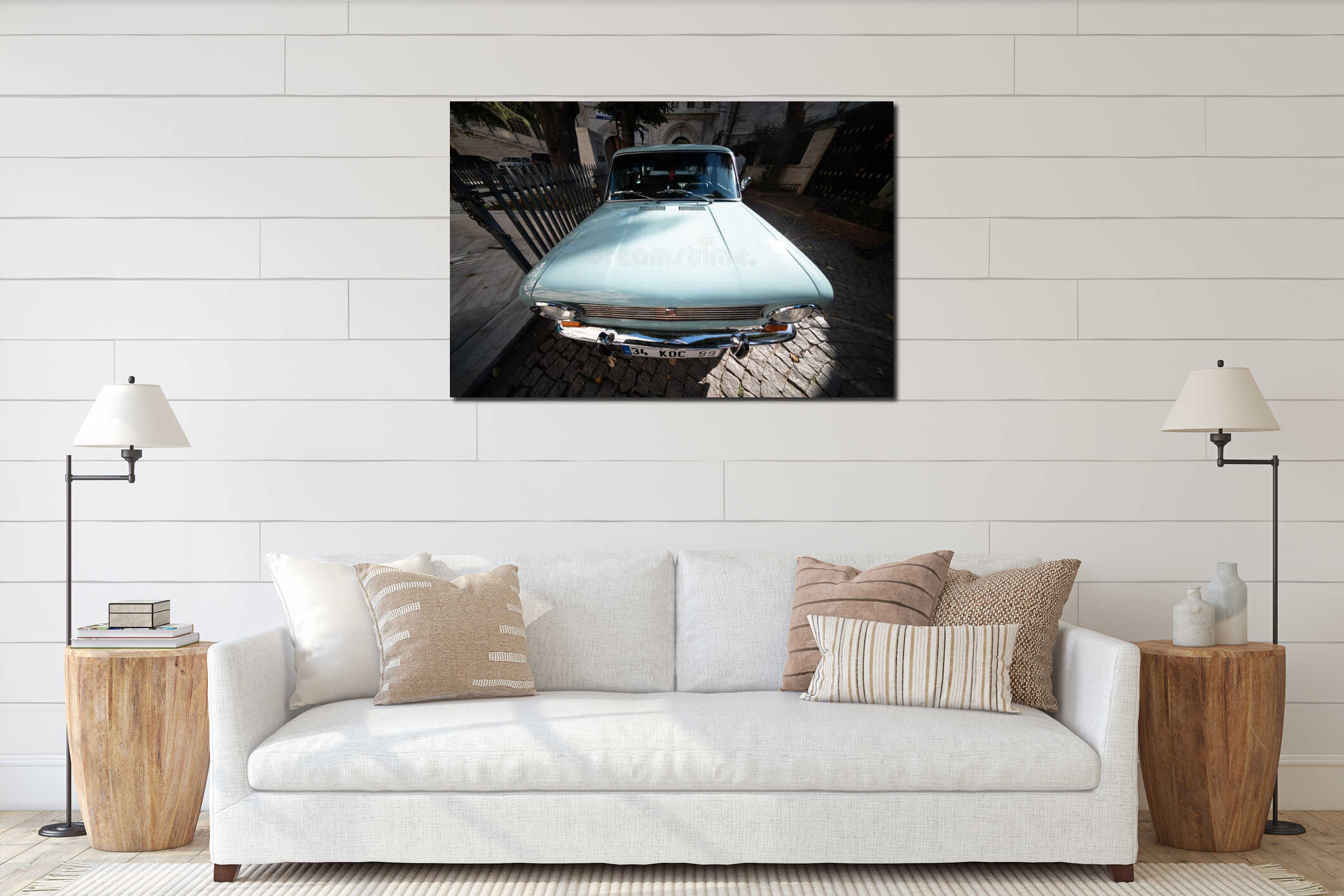 Istanbul, Turkey, October 16th, 2020;The view of old car in Istanbul interior mockup