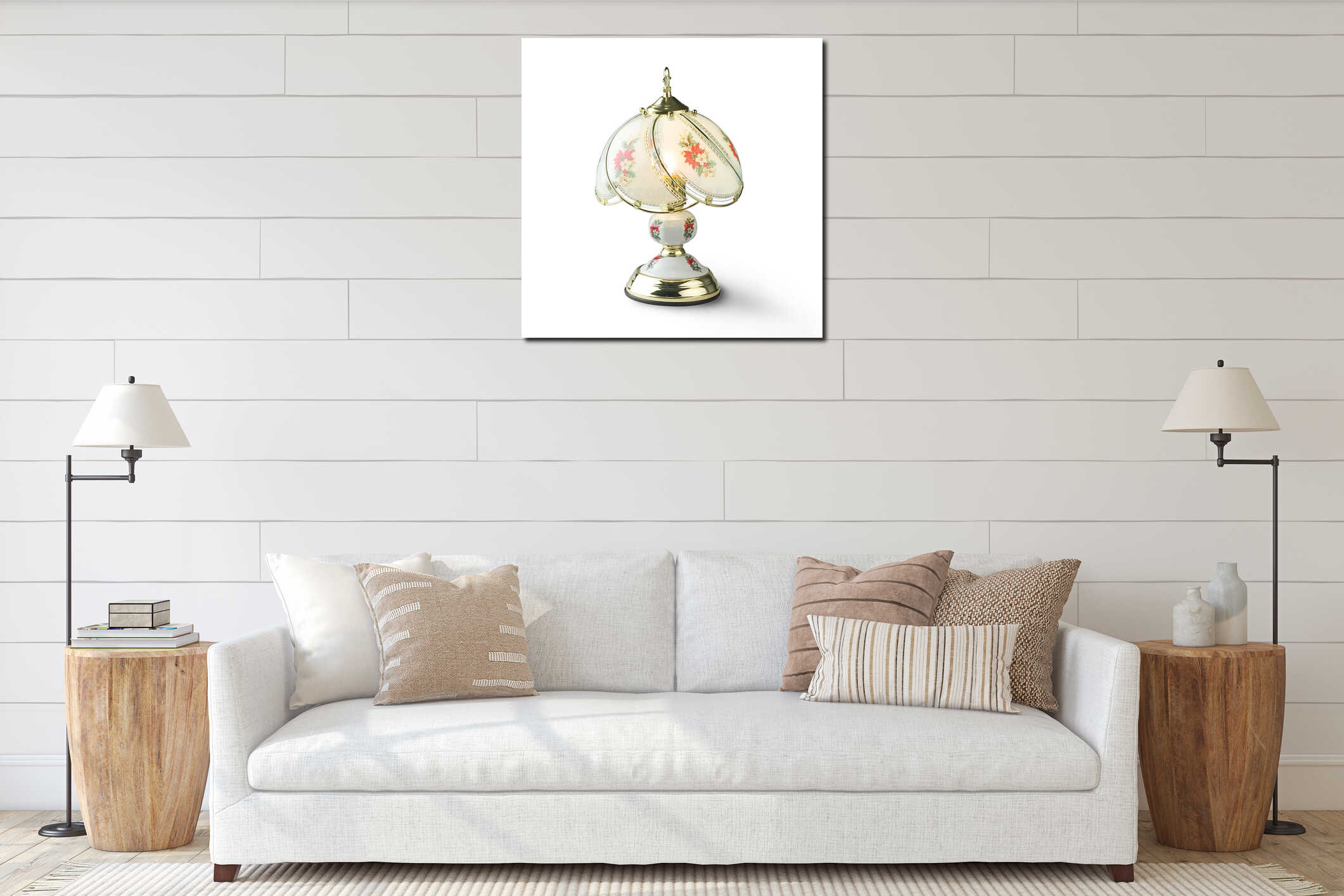 Bedside lamp isolated on white interior mockup