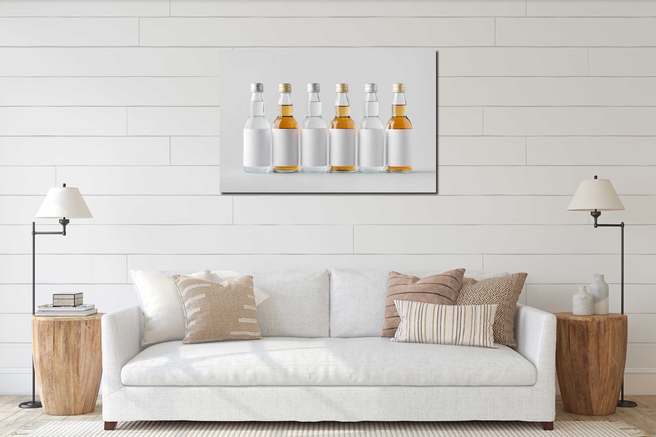 Miniature Spirits Liquor Bottle Mock-Up - Multiple Bottles. Blank Label interior mockup