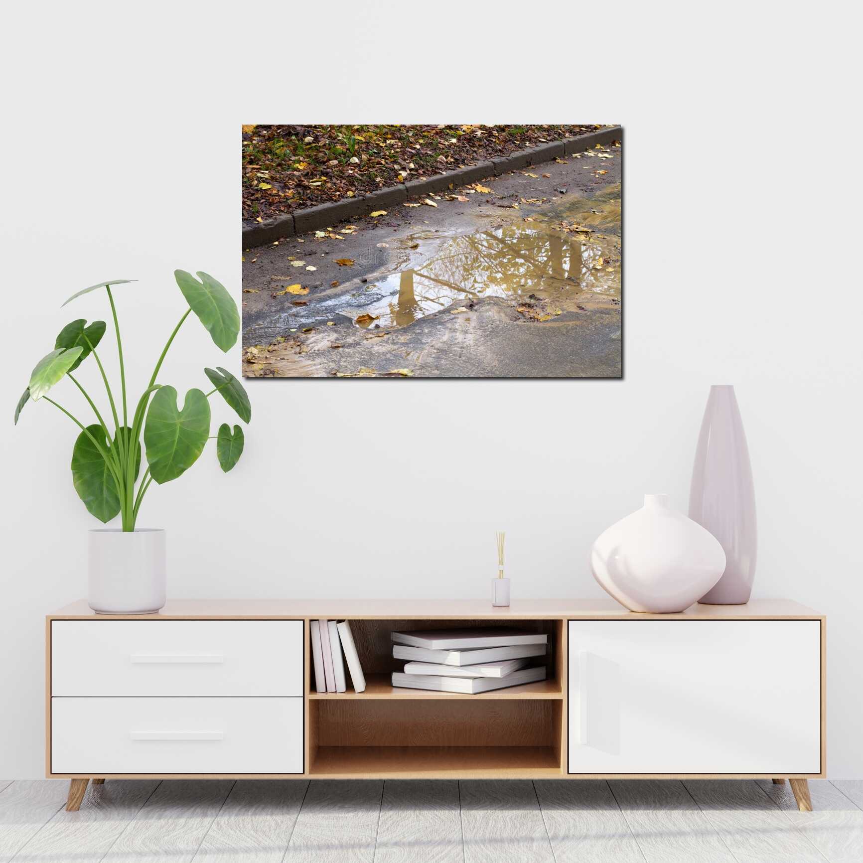 Canvas above sofa for size context