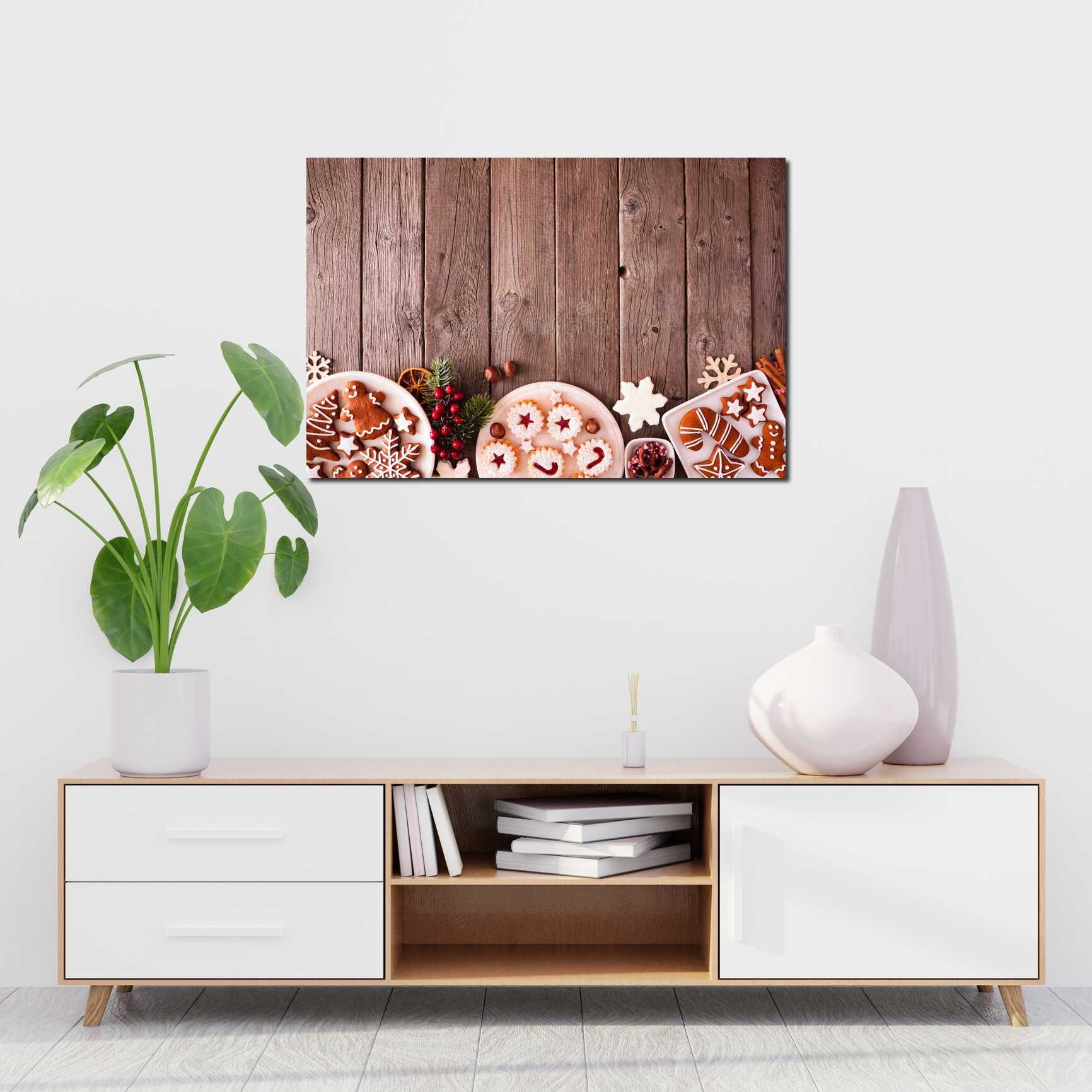 Canvas above sofa for size context