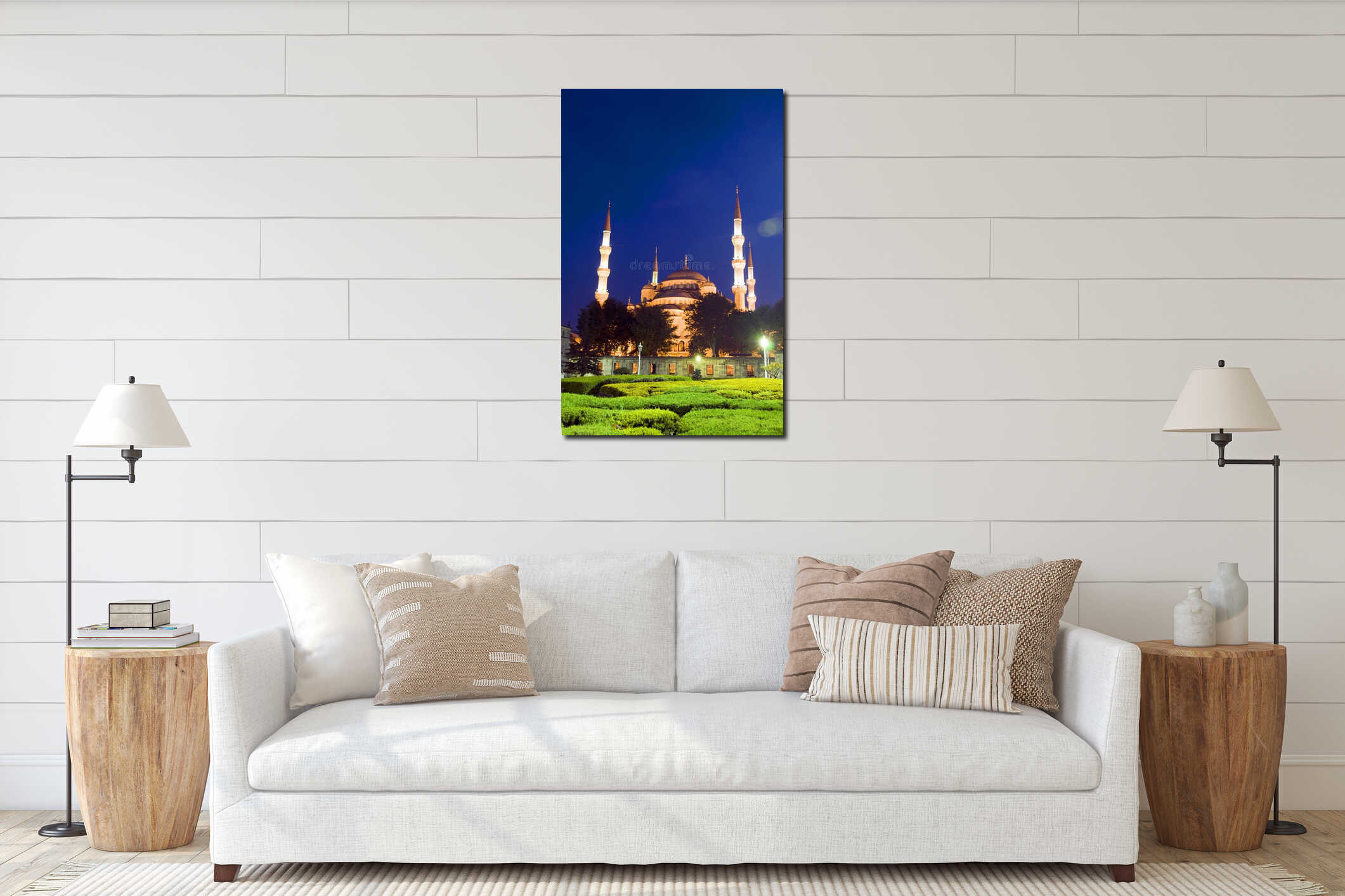 Blue Mosque park night Istanbul Turkey interior mockup