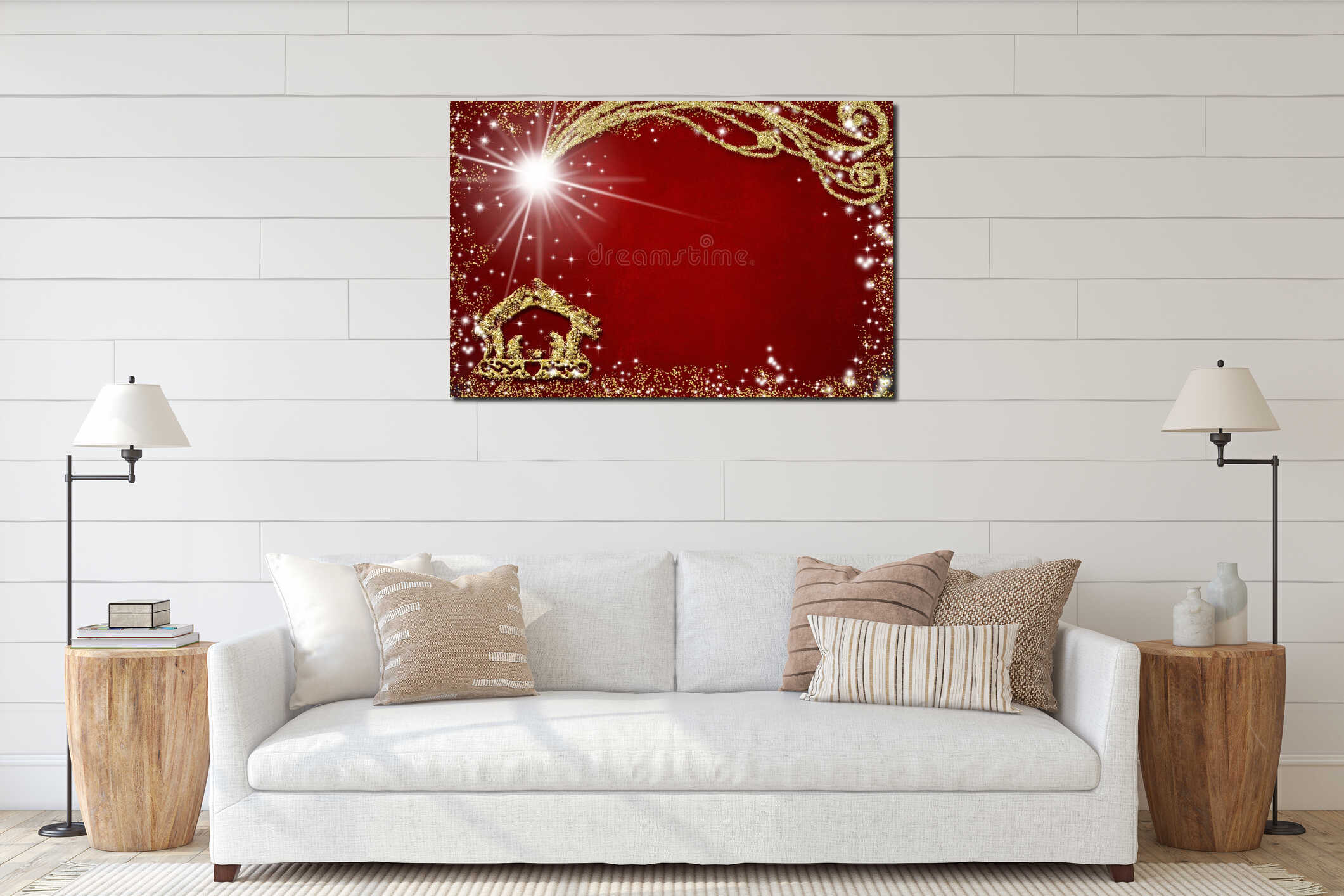 Canvas hanging interior mockup