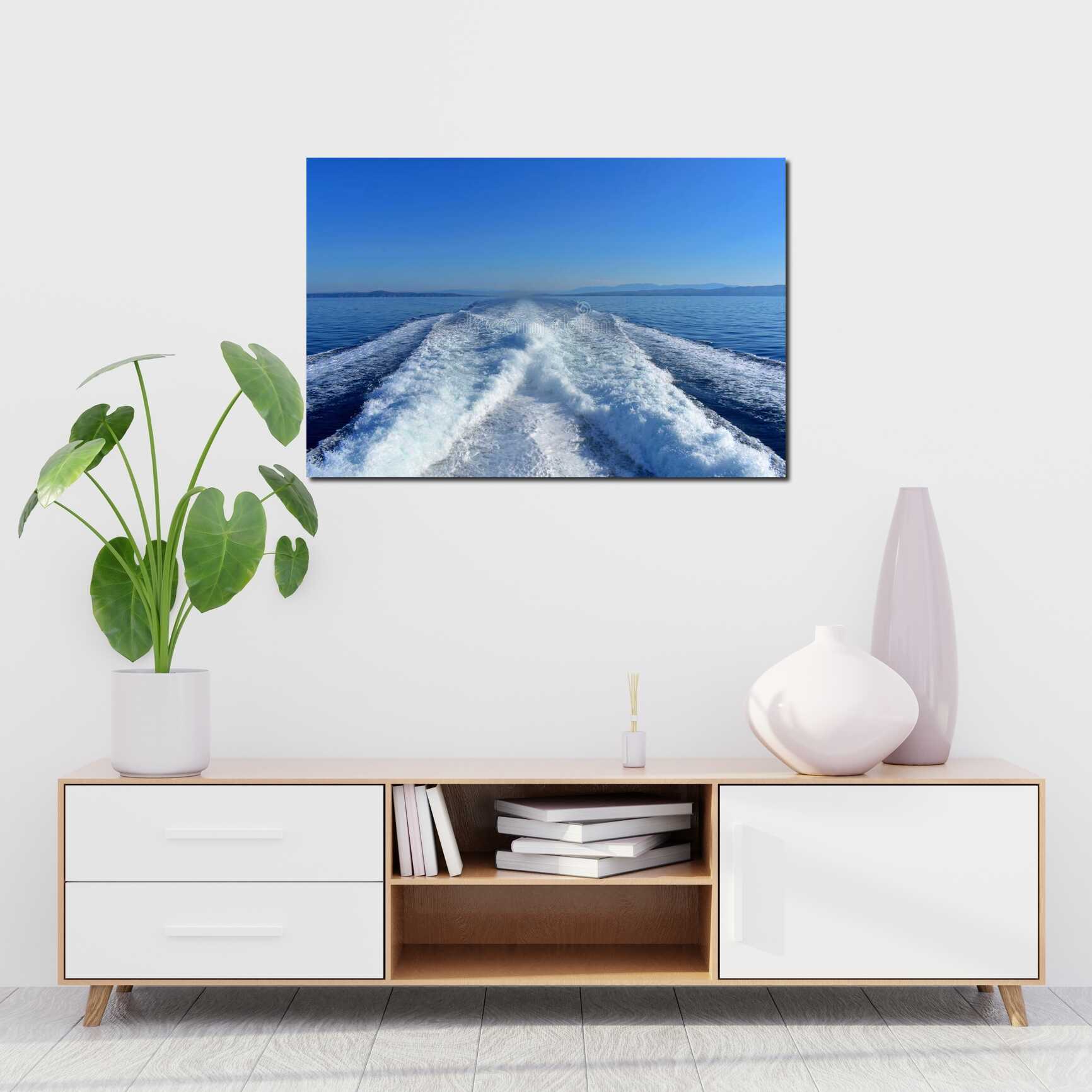 Canvas above sofa for size context