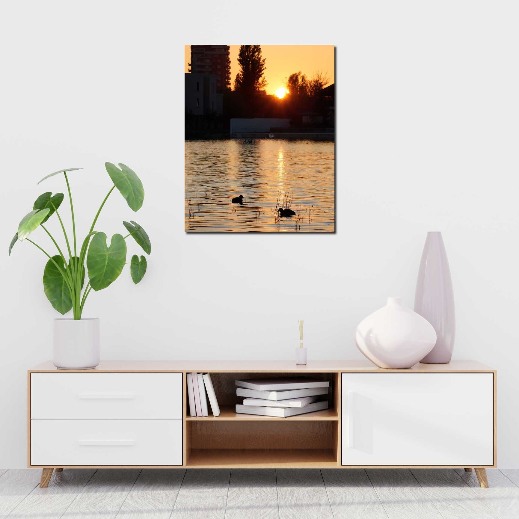 Canvas above sofa for size context