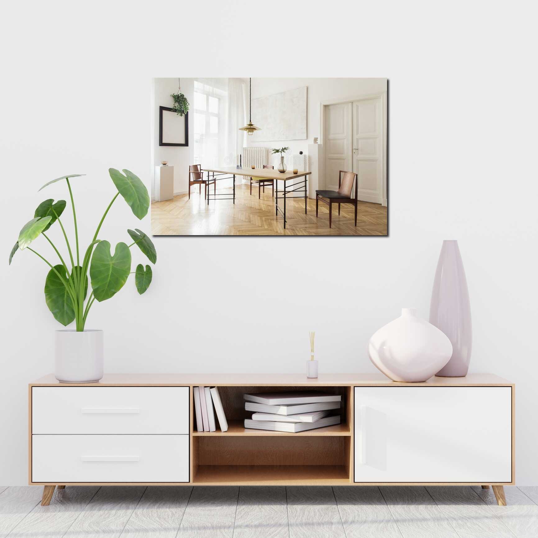 Canvas above sofa for size context