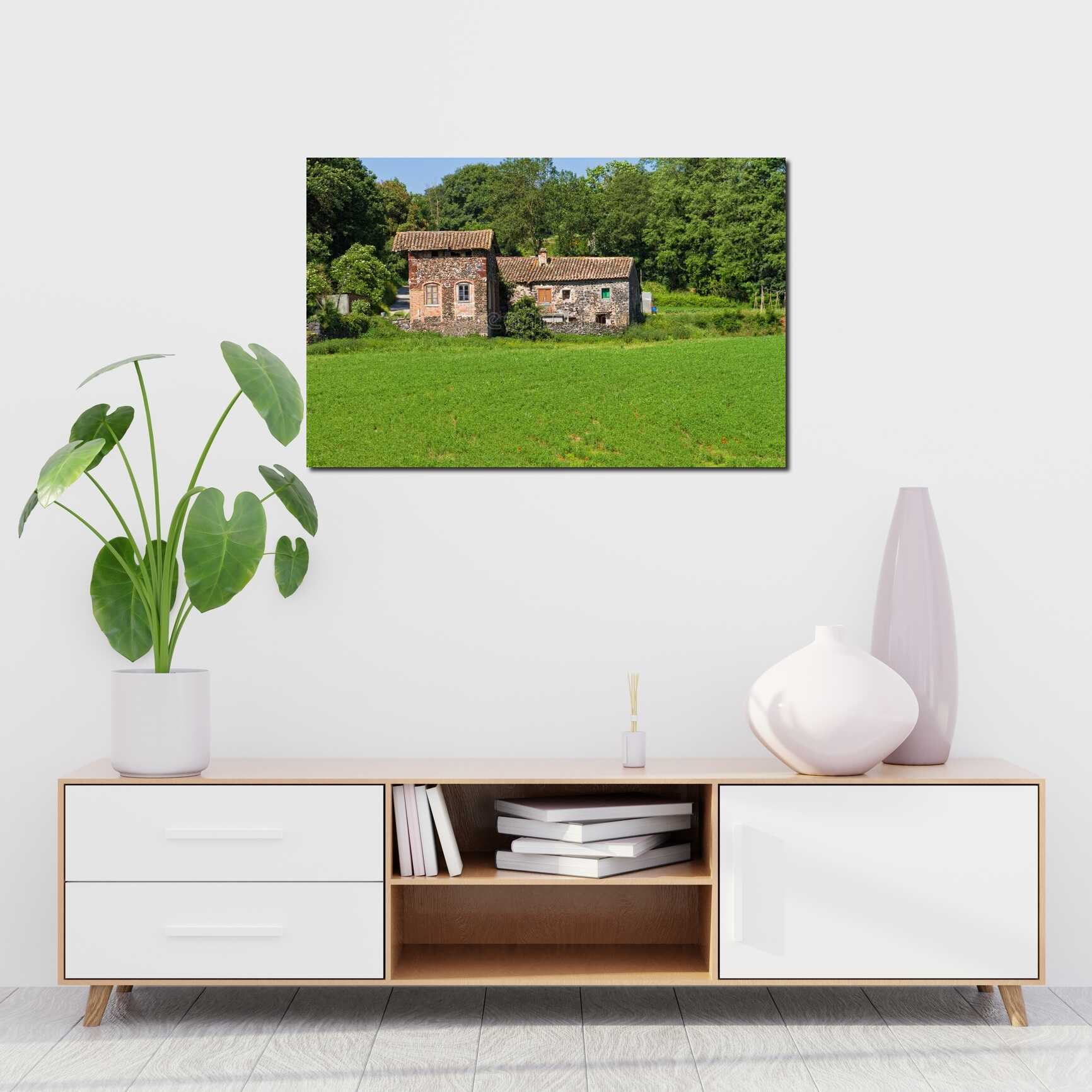 Canvas above sofa for size context