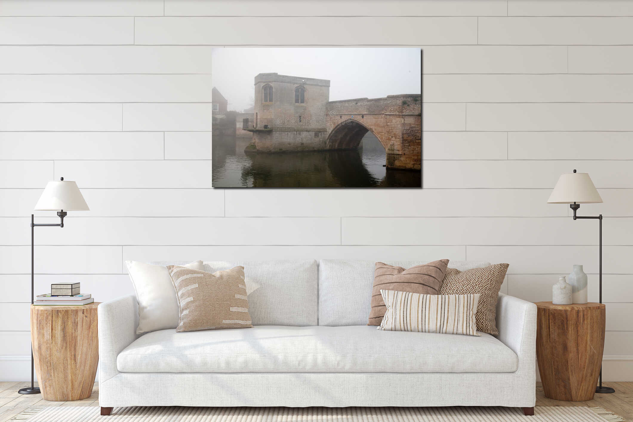 St Ives, Cambridgeshire, The old bridge chapel, under fog interior mockup