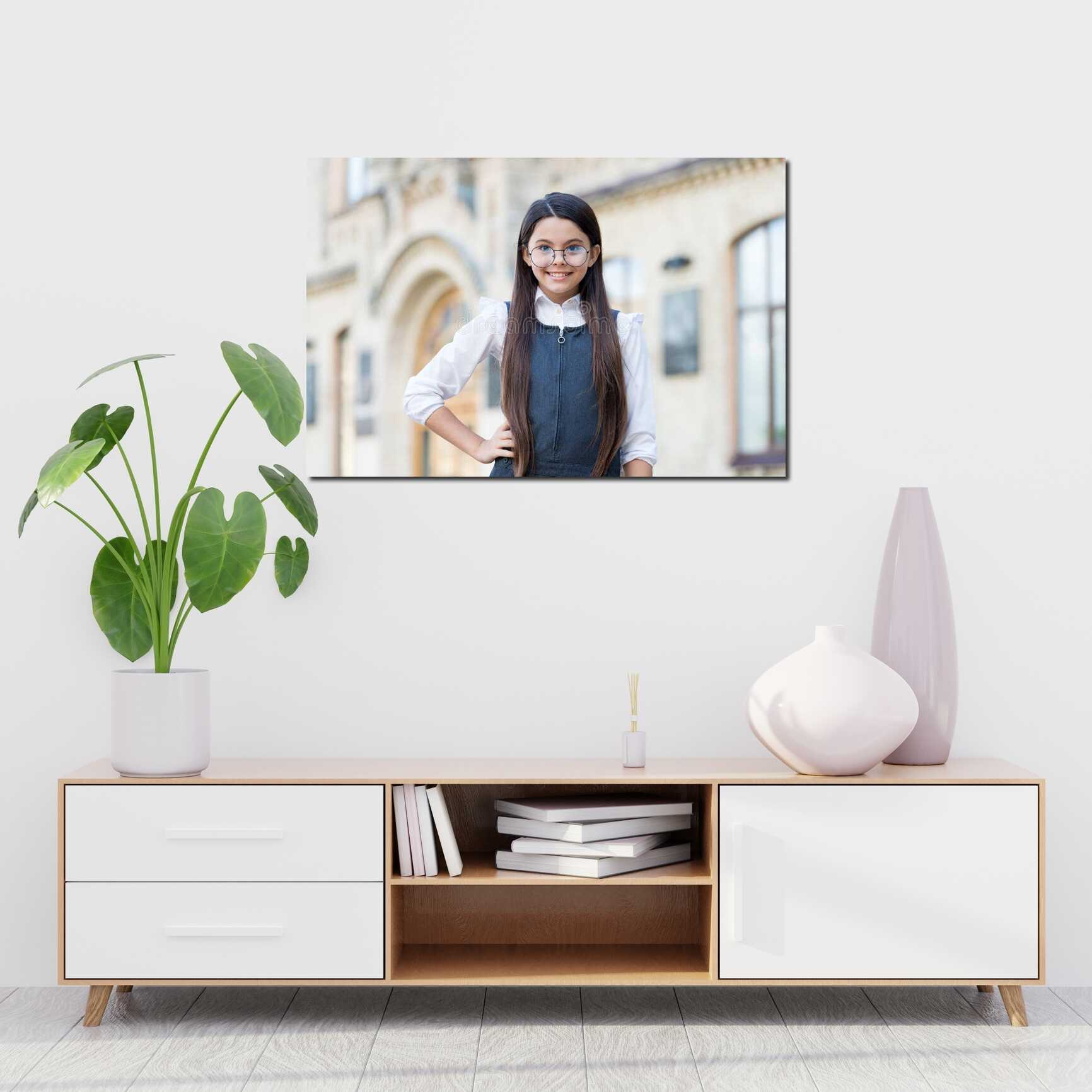 Canvas above sofa for size context