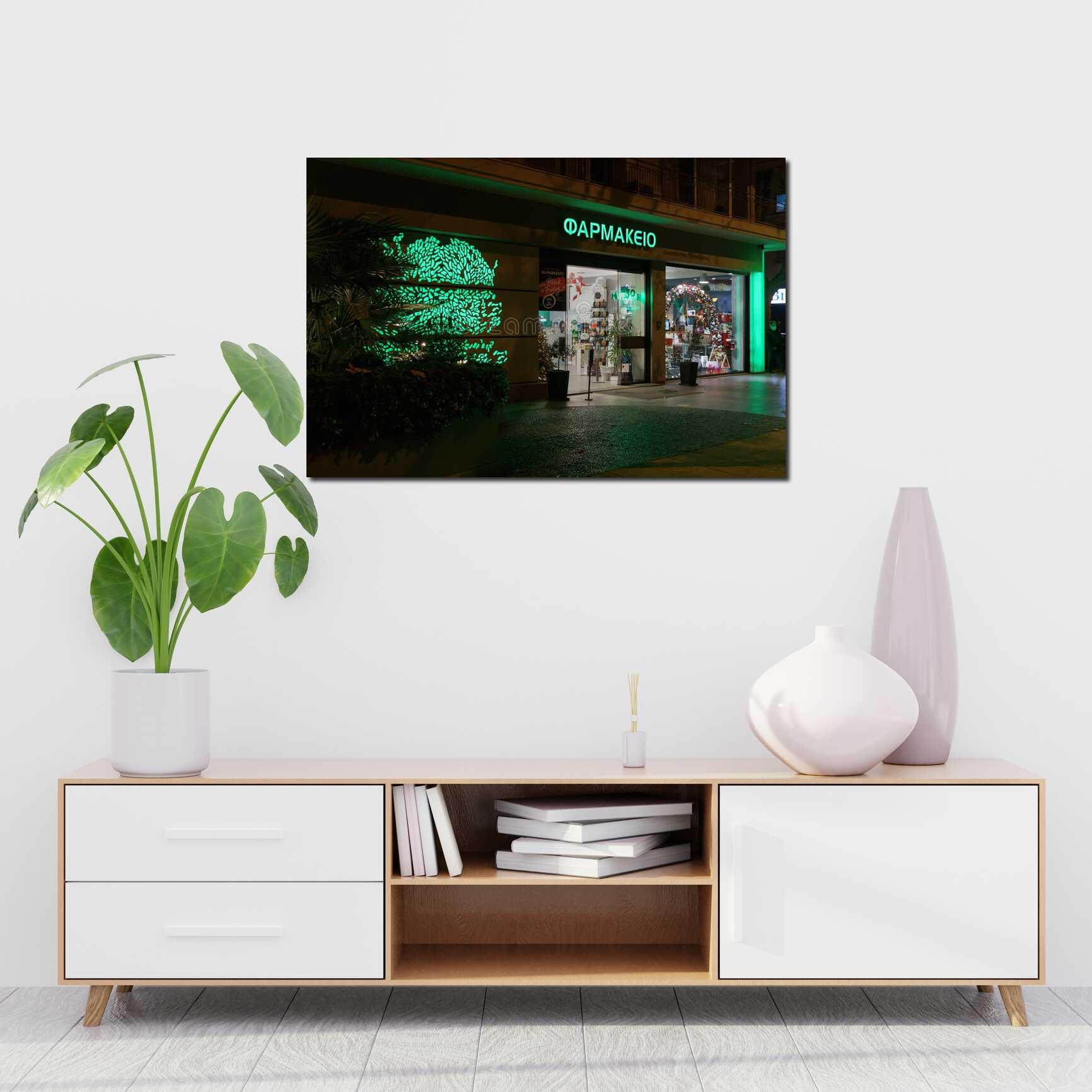 Canvas above sofa for size context