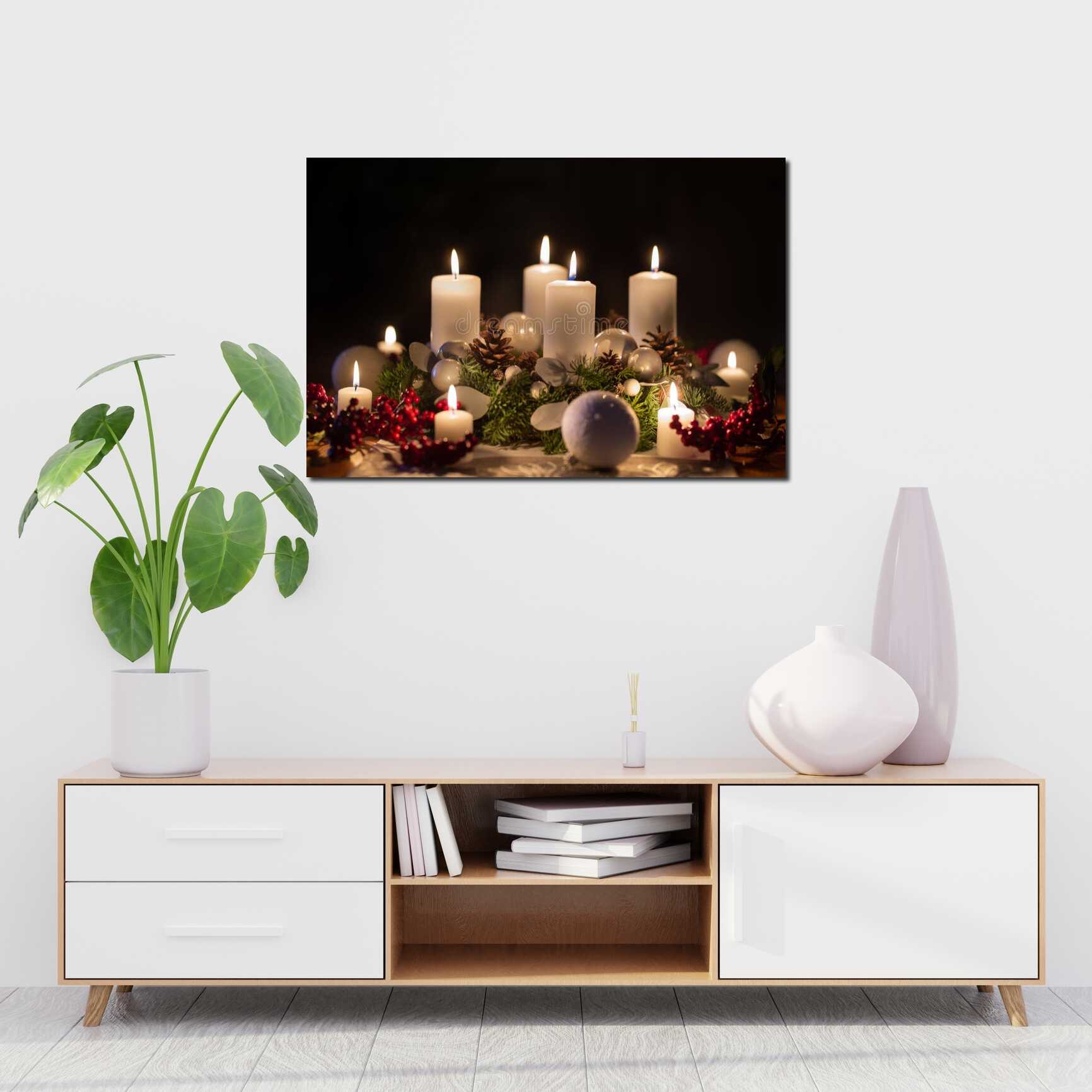 Canvas above sofa for size context