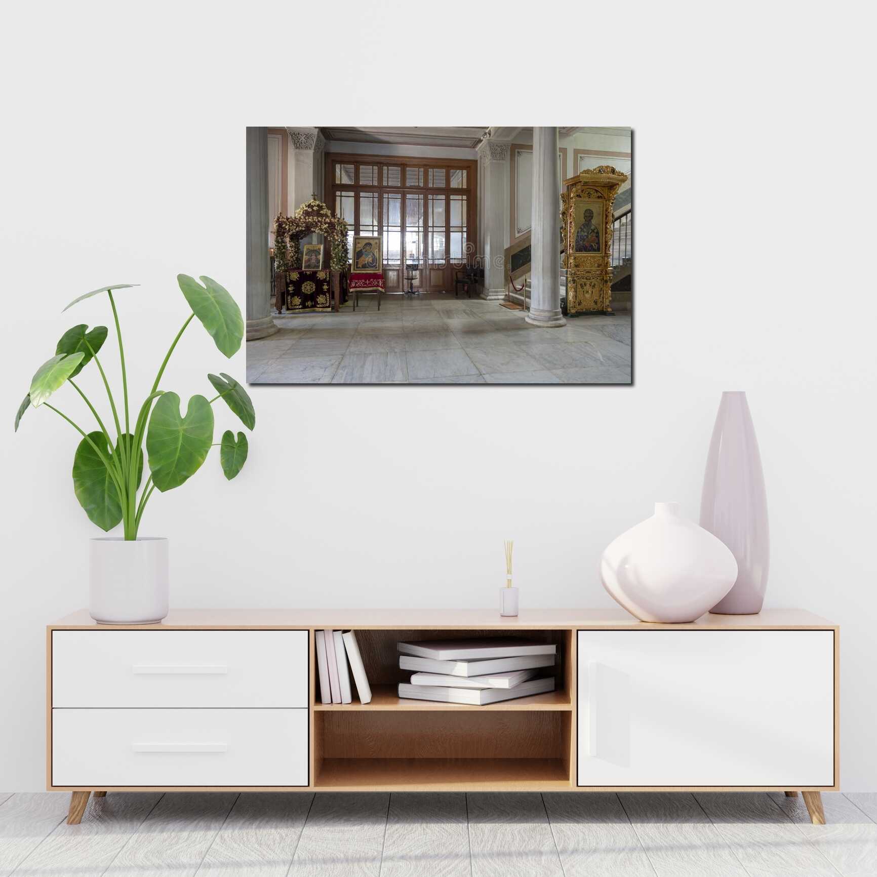 Canvas above sofa for size context